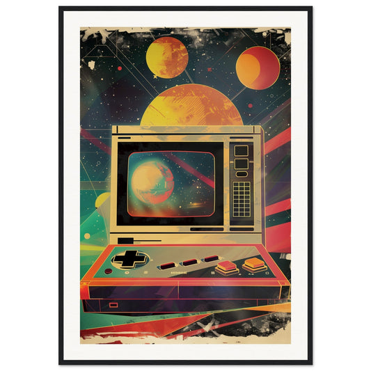 Poster Retro Gaming ( 70x100-cm-Bois-noir)