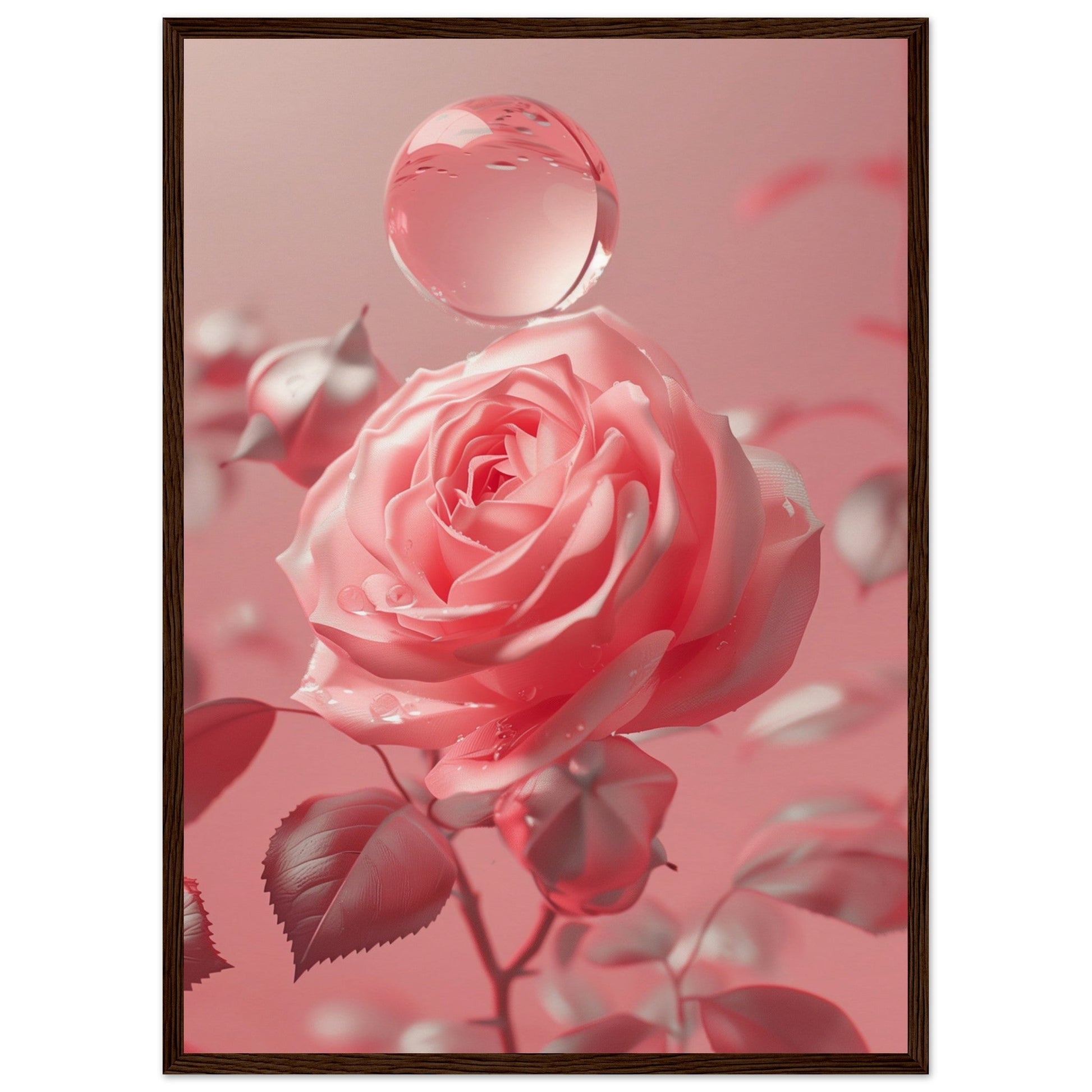 Poster Rose Poudré ( 50x70-cm-Bois-foncé)