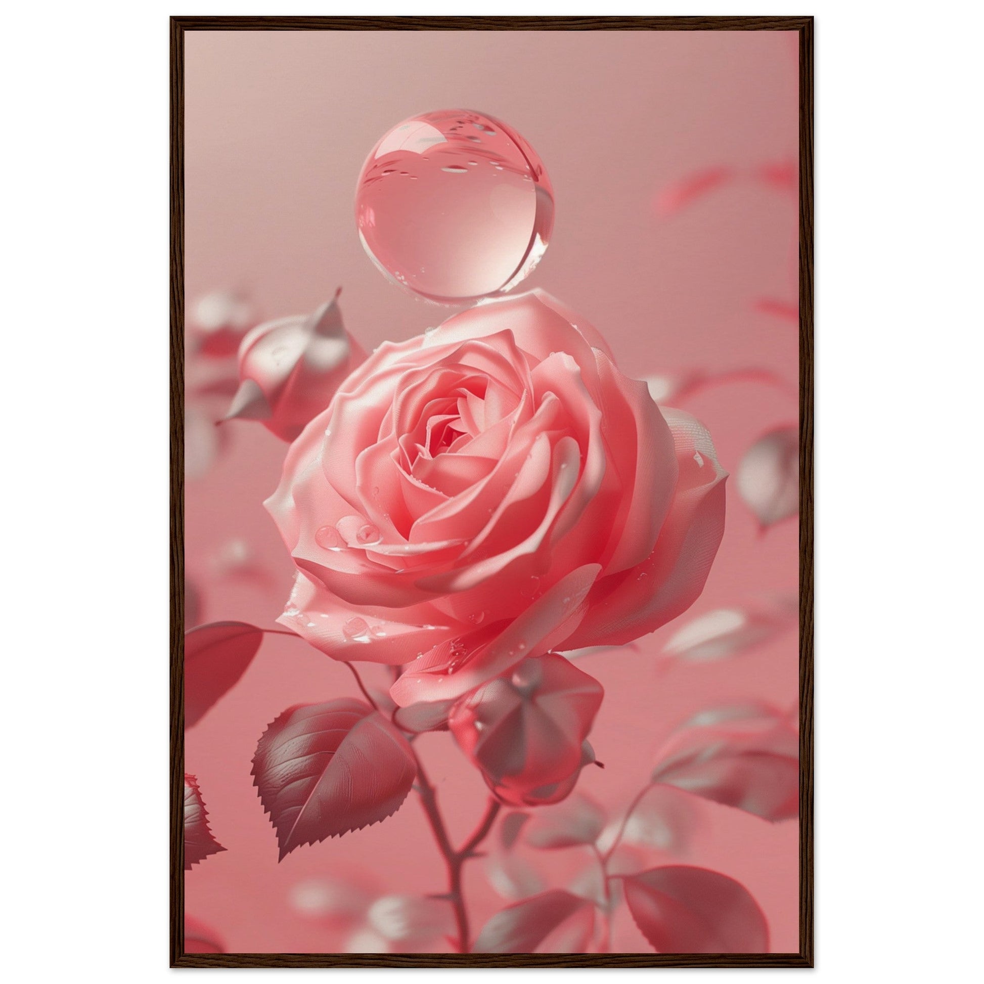 Poster Rose Poudré ( 60x90-cm-Bois-foncé)