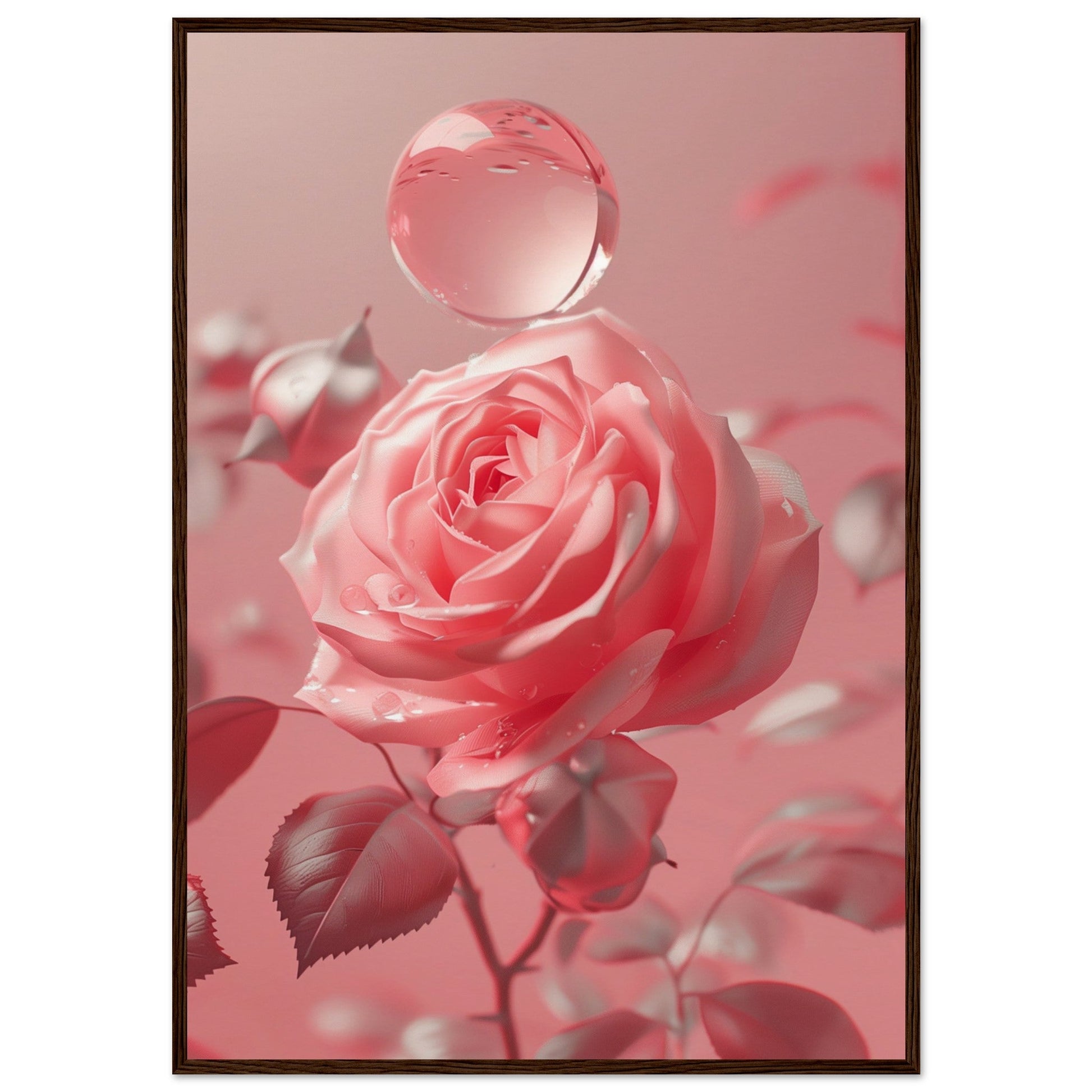 Poster Rose Poudré ( 70x100-cm-Bois-foncé)