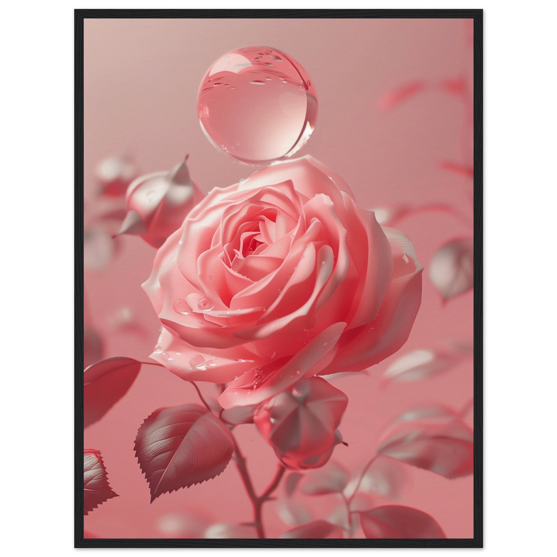 Poster Rose Poudré ( 60x80-cm-Bois-noir)