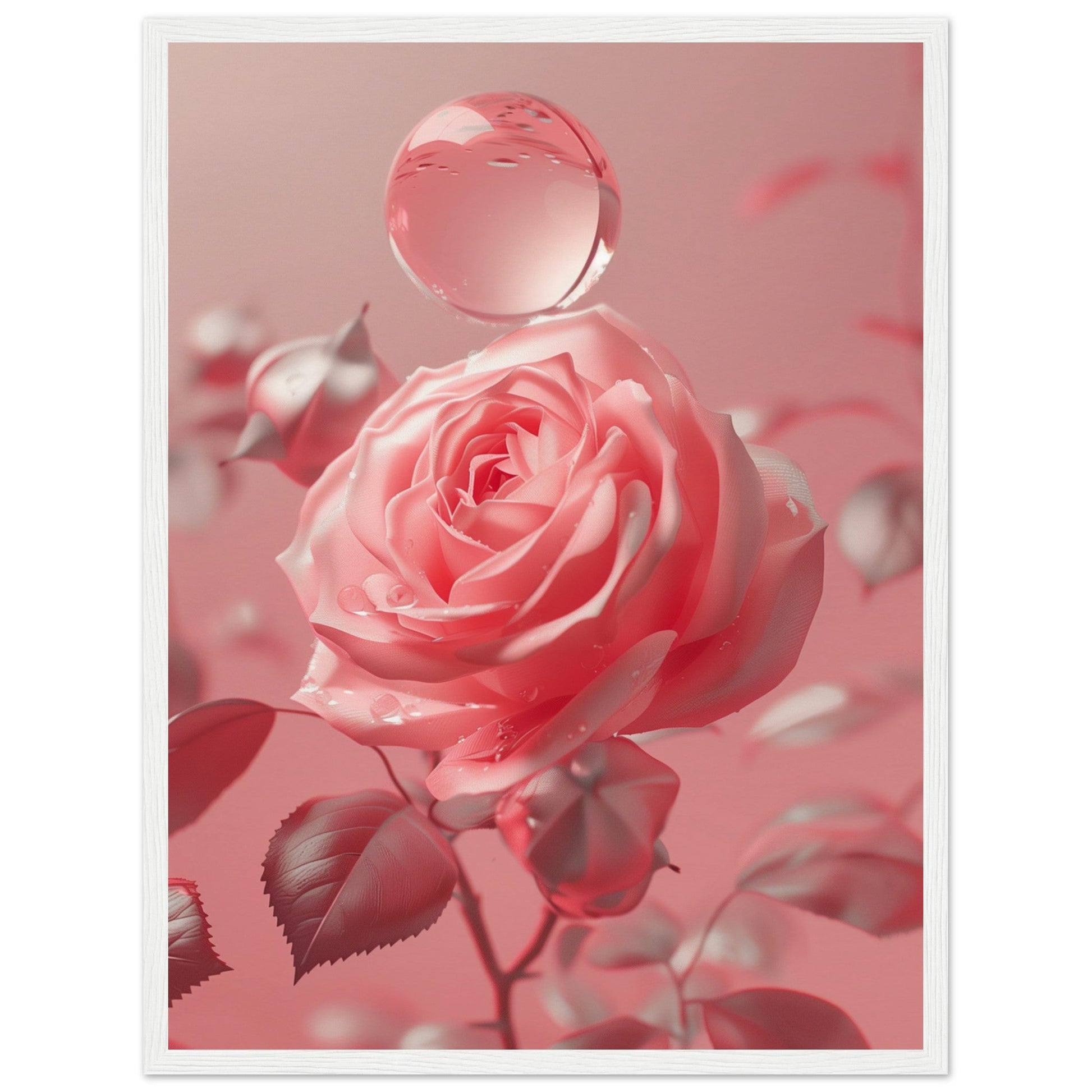 Poster Rose Poudré ( 45x60-cm-Bois-blanc)