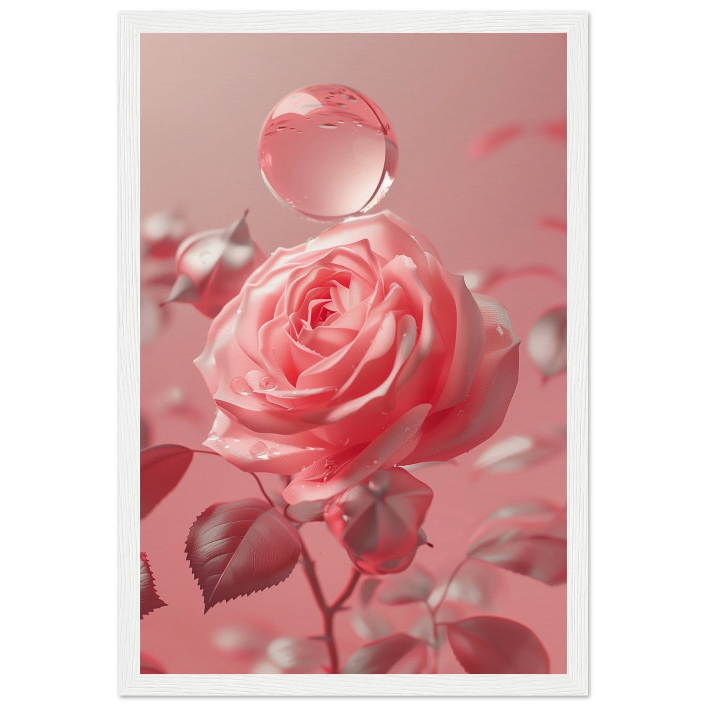 Poster Rose Poudré ( 30x45-cm-Bois-blanc)