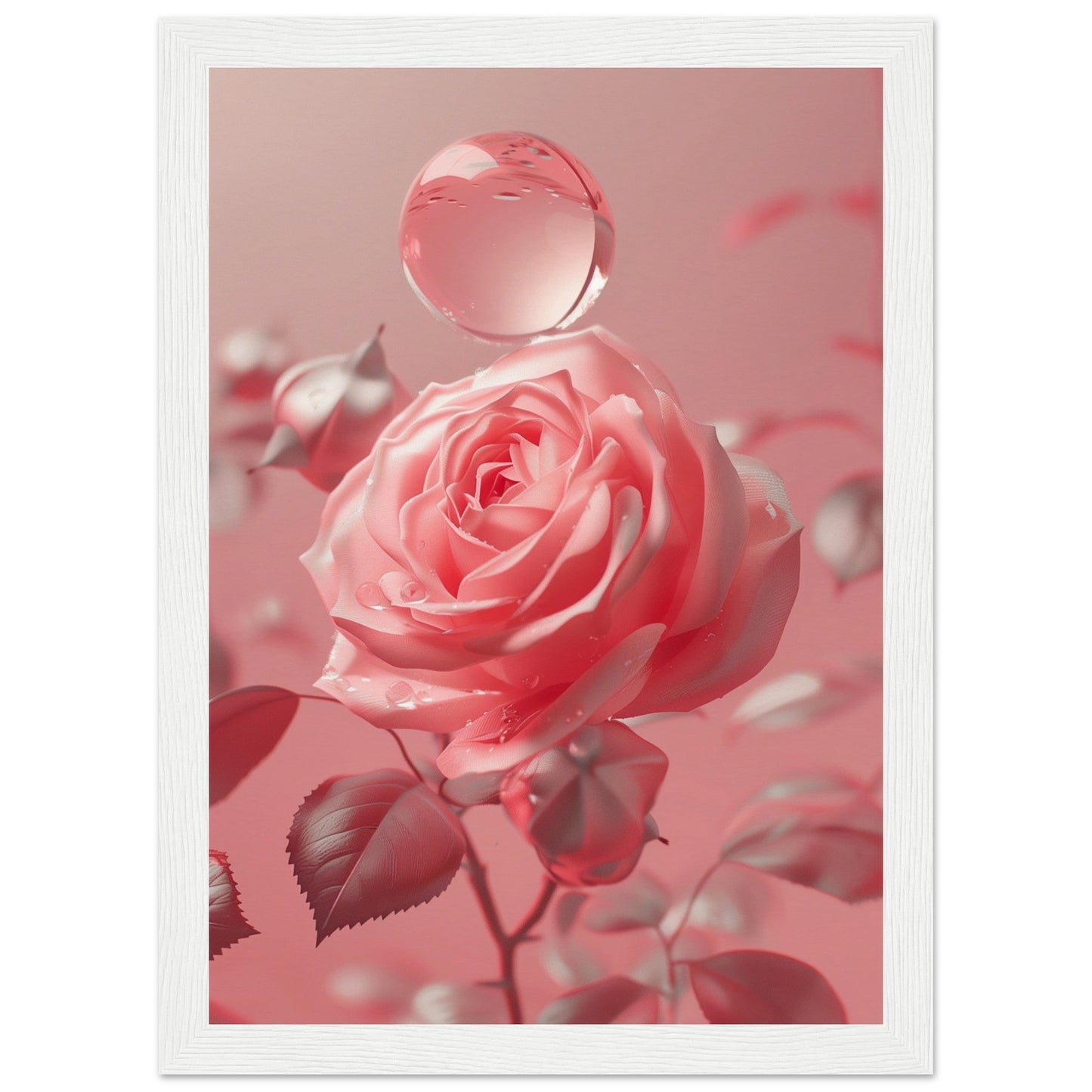 Poster Rose Poudré ( 21x29.7-cm-Bois-blanc)