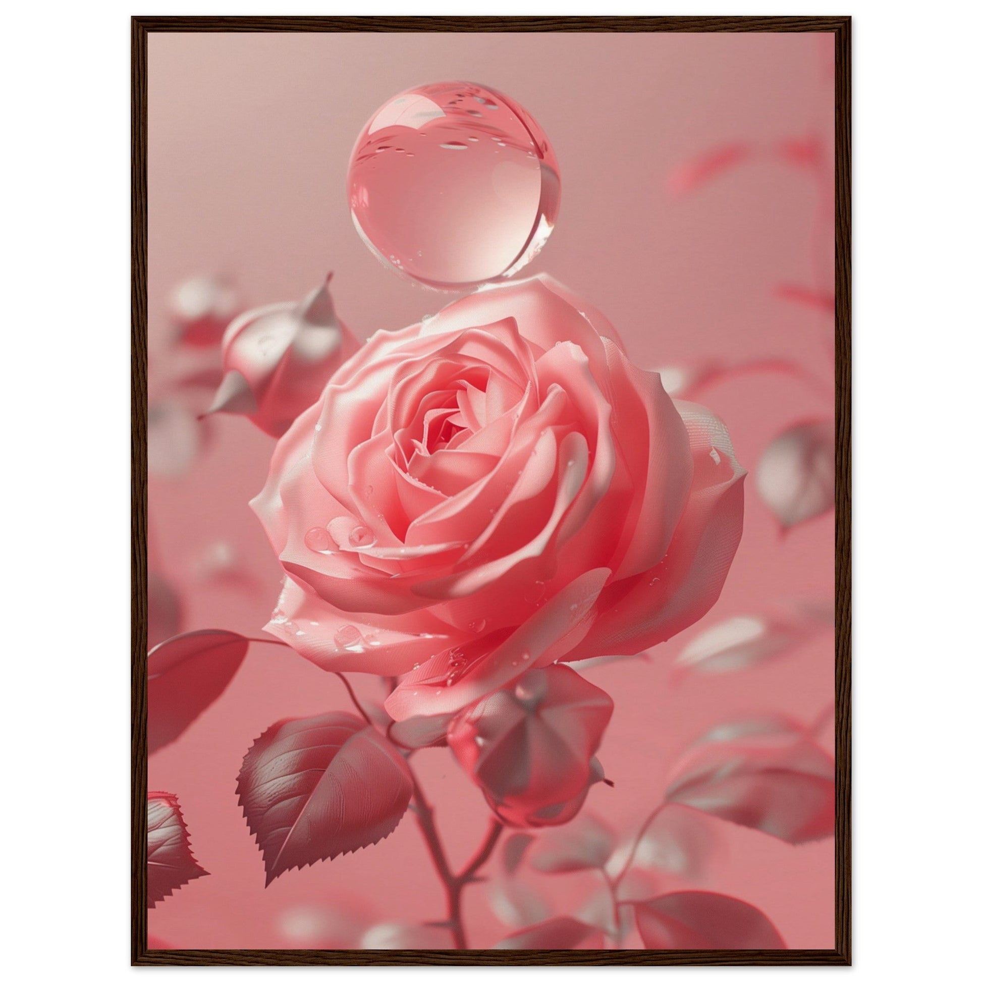 Poster Rose Poudré ( 60x80-cm-Bois-foncé)