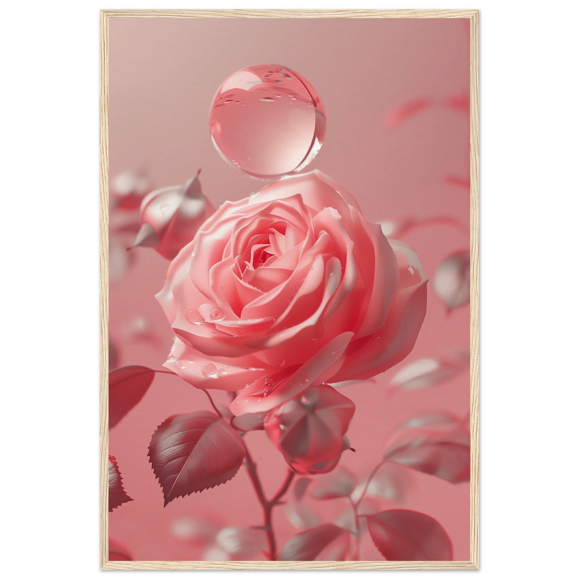 Poster Rose Poudré ( 60x90-cm-Bois-clair)