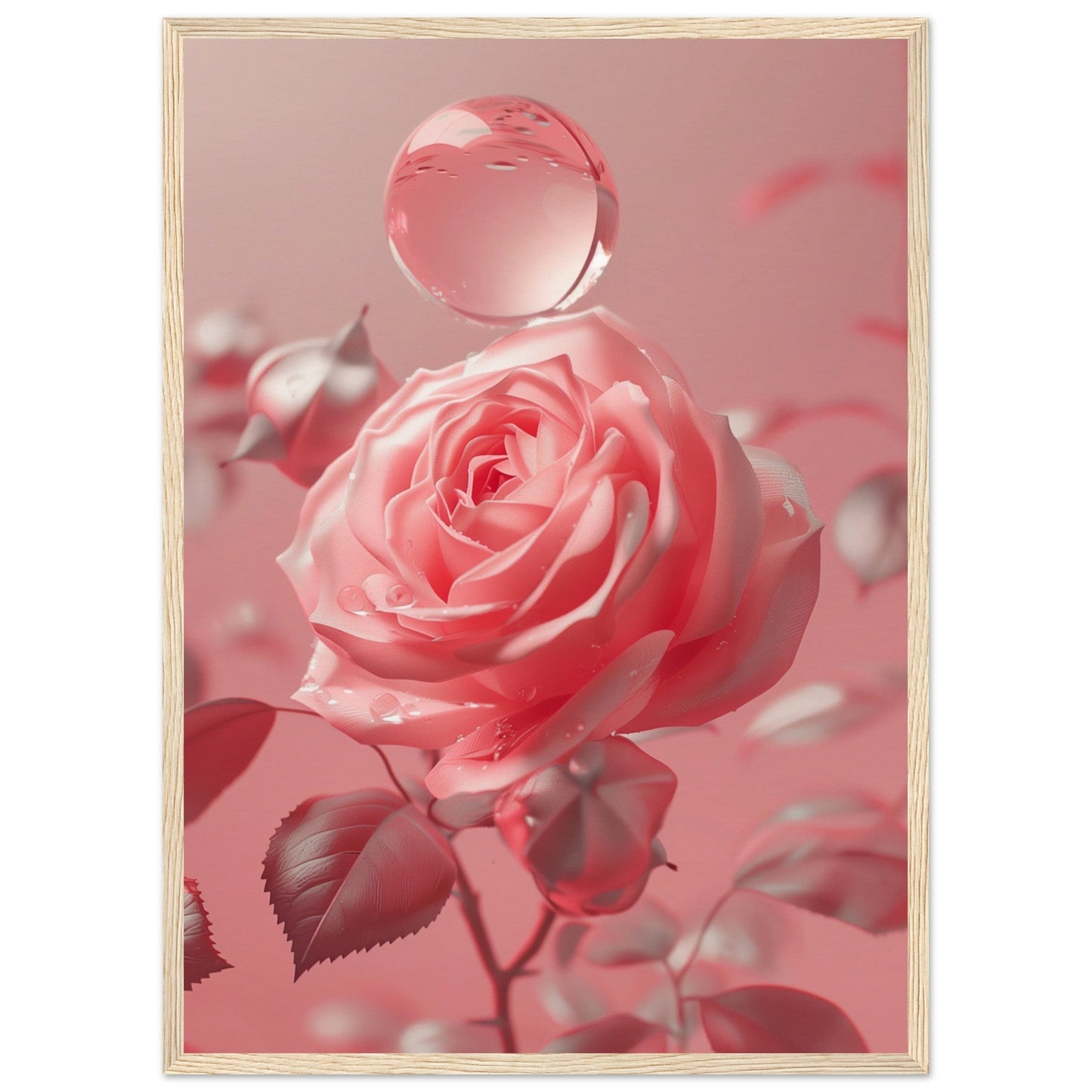 Poster Rose Poudré ( 50x70-cm-Bois-clair)