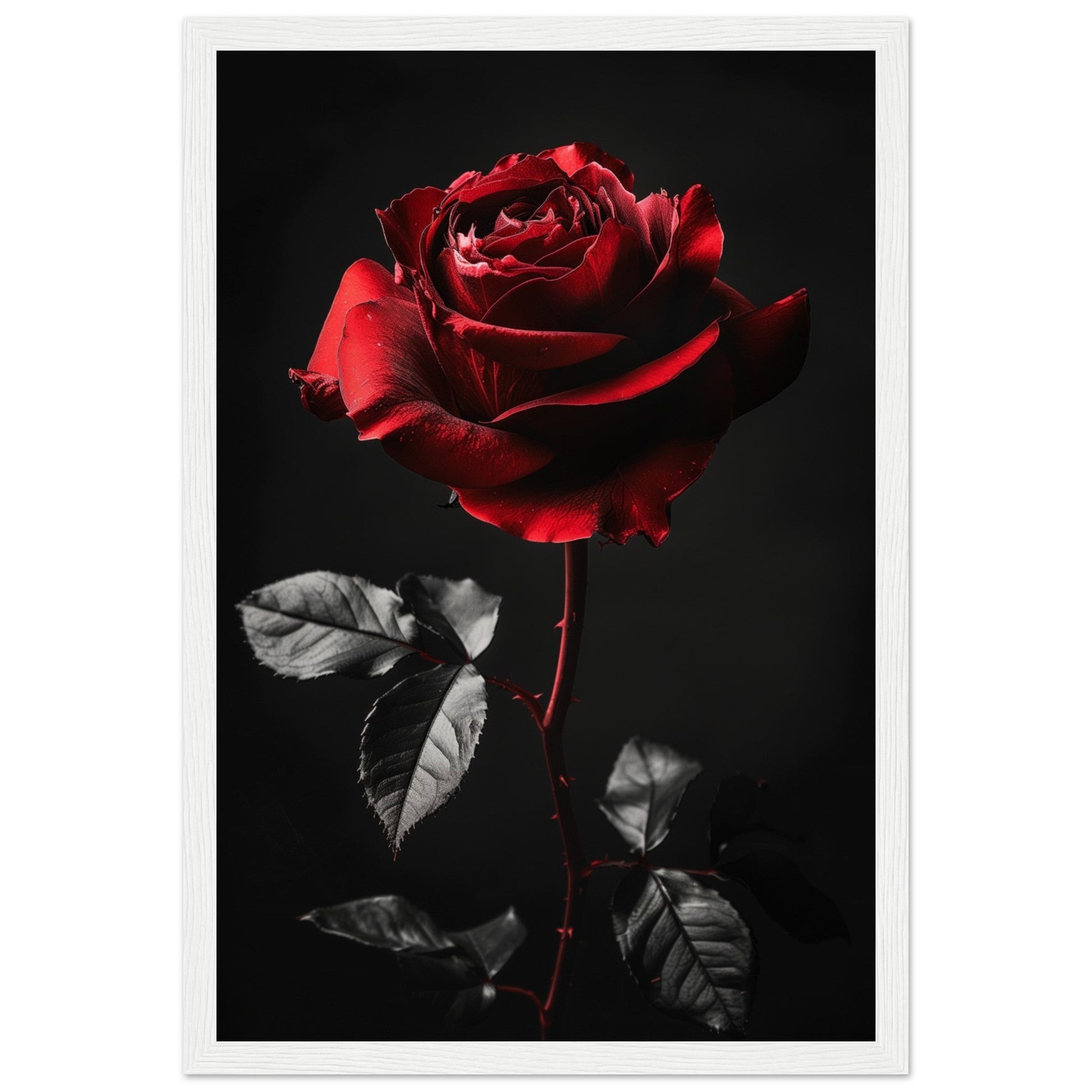 Poster Rose Rouge ( 30x45-cm-Bois-blanc)