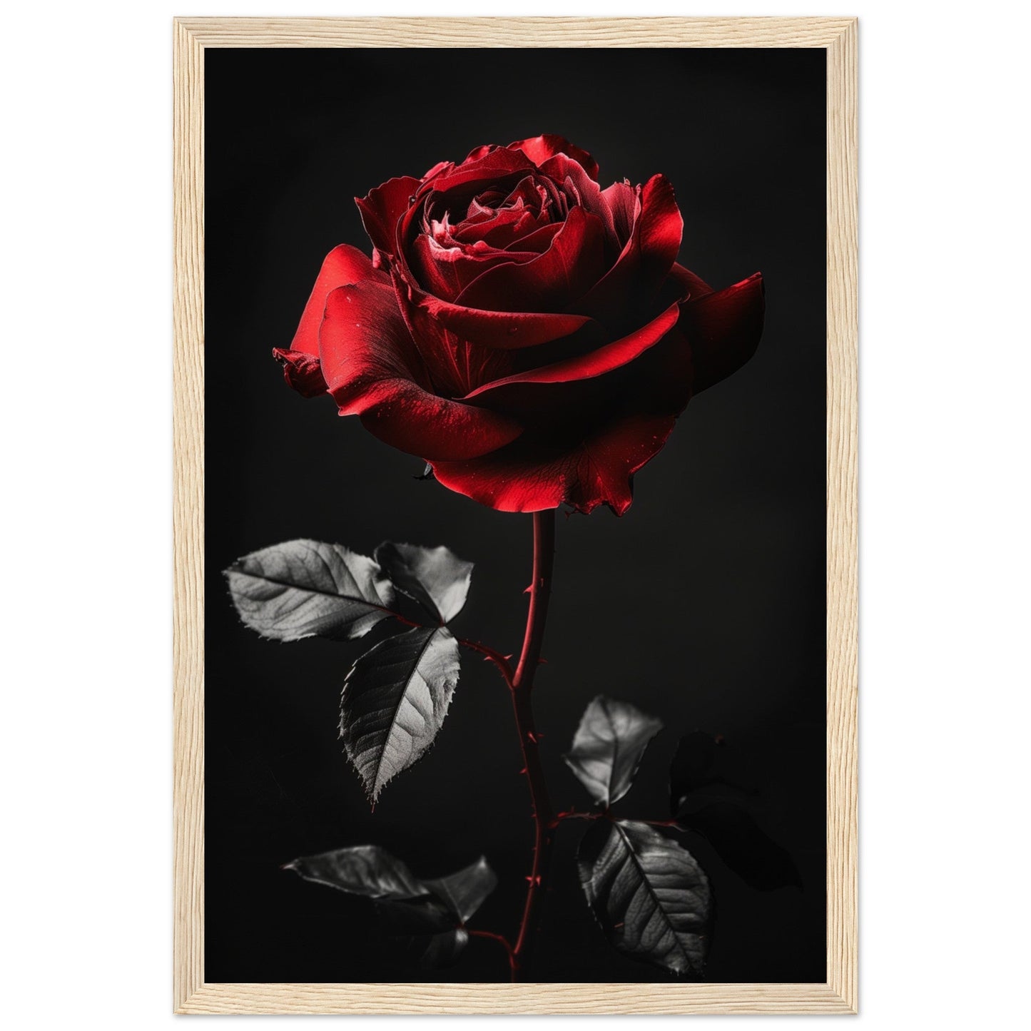 Poster Rose Rouge ( 30x45-cm-Bois-clair)