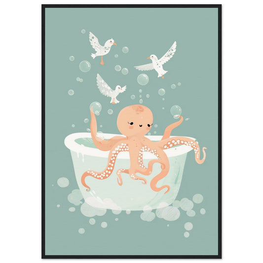 Poster Salle de Bain Mignon ( 70x100-cm-Bois-noir)