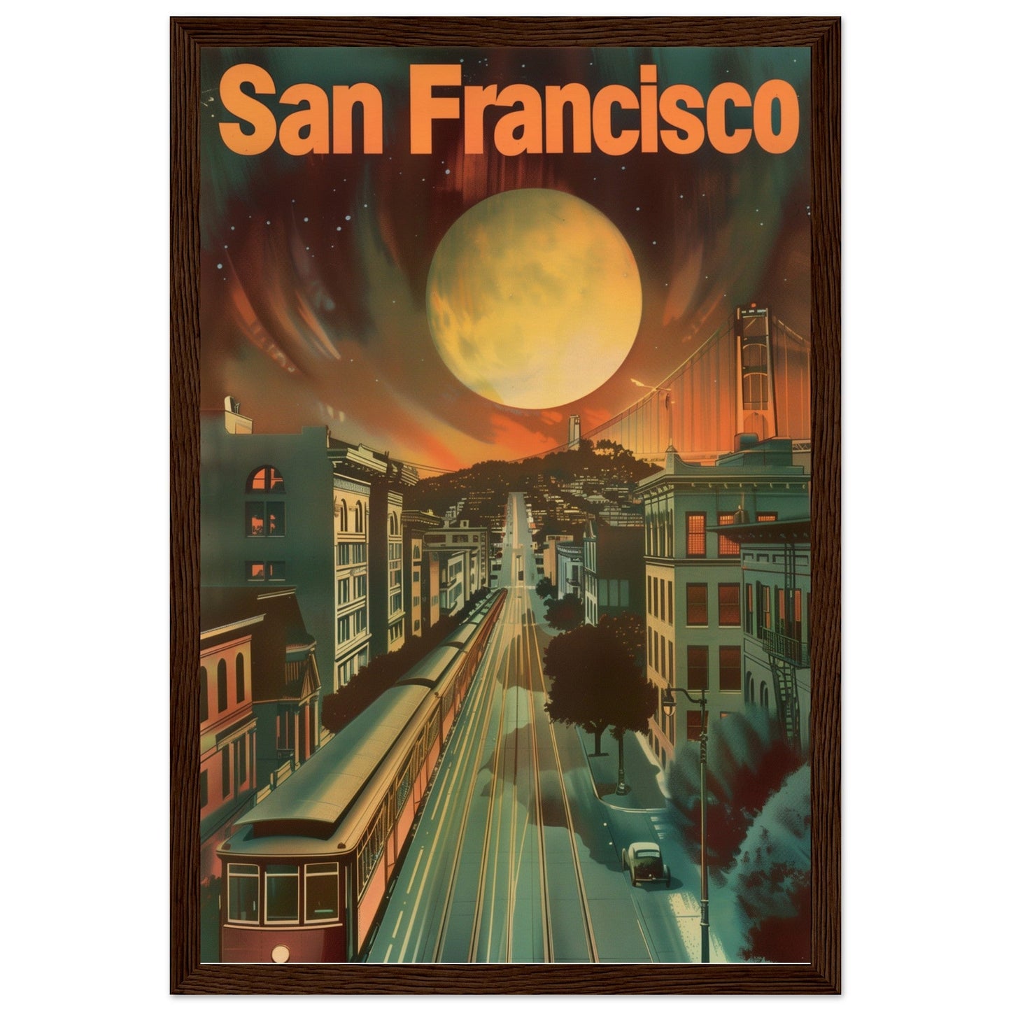 Poster San Francisco Art Deco ( 30x45-cm-Bois-foncé)