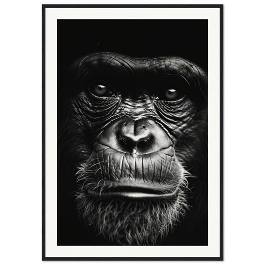 Poster Singe Noir et Blanc ( 70x100-cm-Bois-noir)