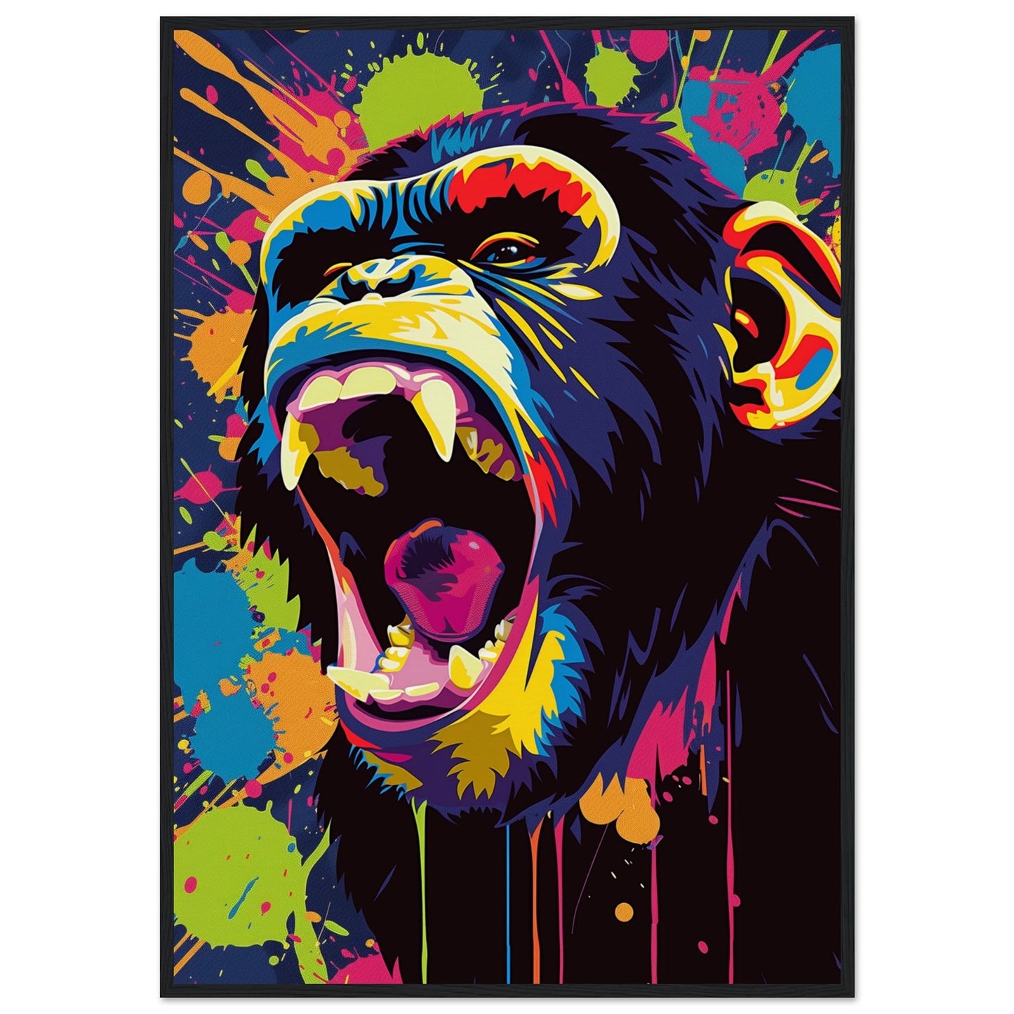 Poster Singe Pop Art ( 70x100-cm-Bois-noir)