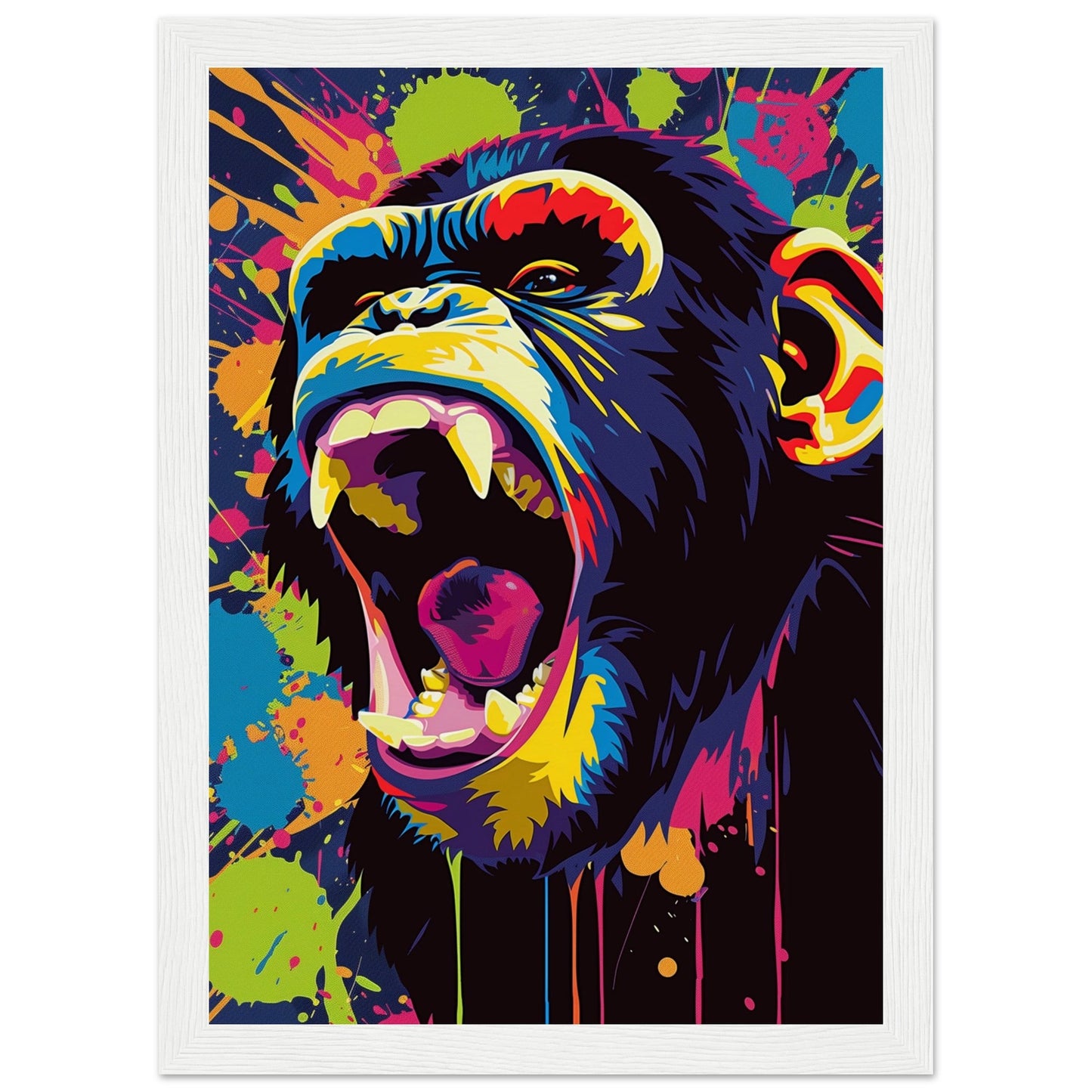 Poster Singe Pop Art ( 21x29.7-cm-Bois-blanc)