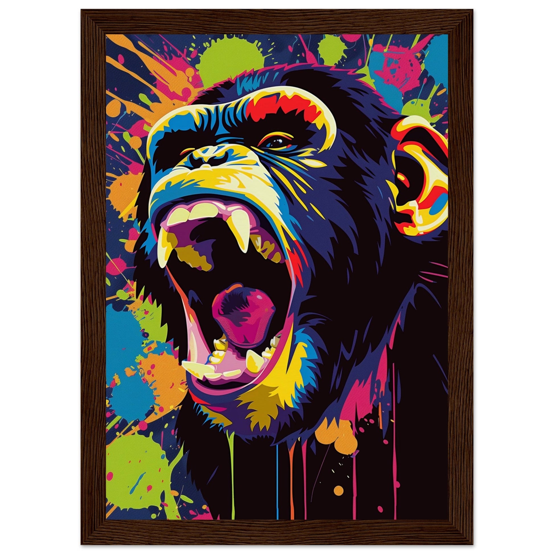 Poster Singe Pop Art ( 21x29.7-cm-Bois-foncé)