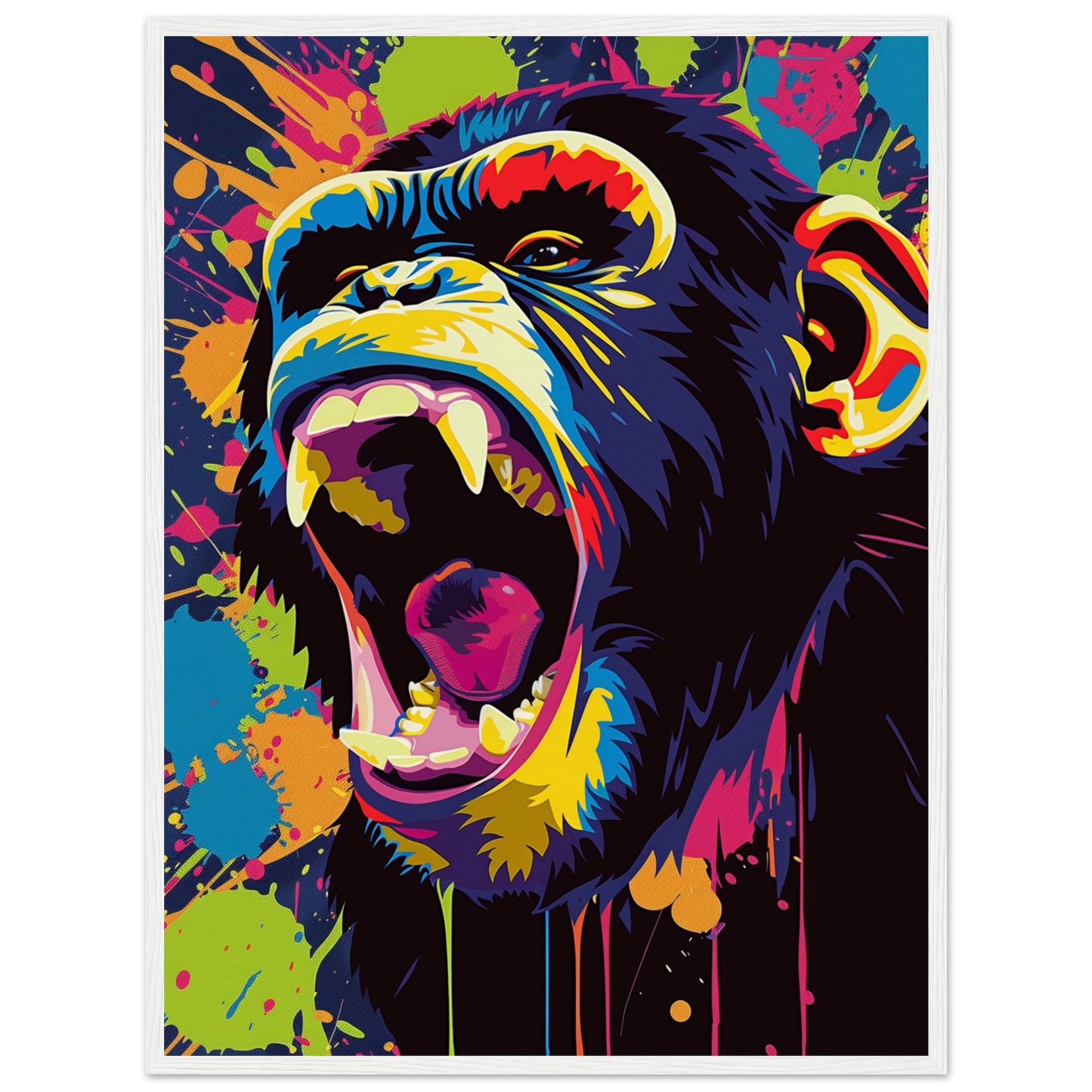 Poster Singe Pop Art ( 60x80-cm-Bois-blanc)