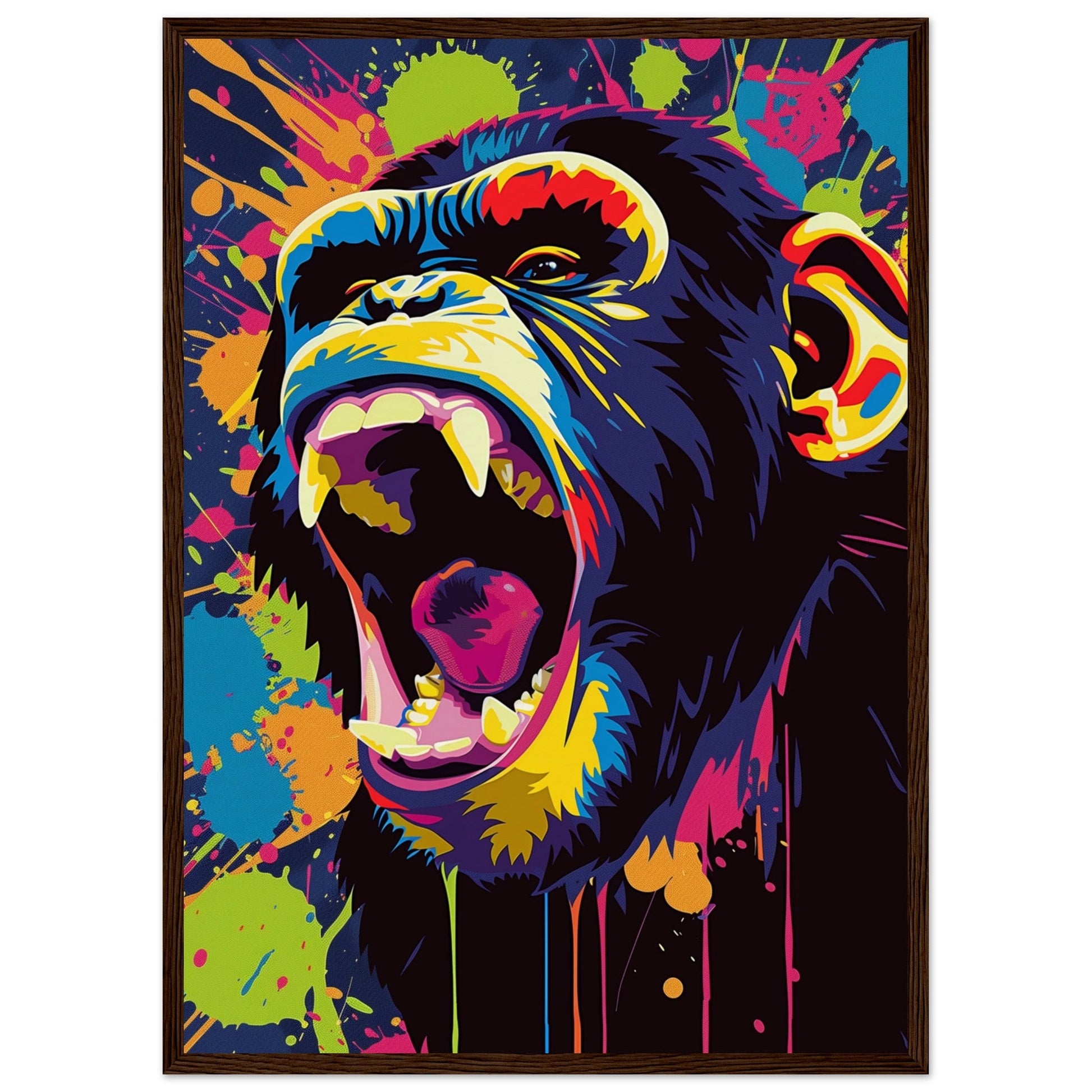 Poster Singe Pop Art ( 50x70-cm-Bois-foncé)