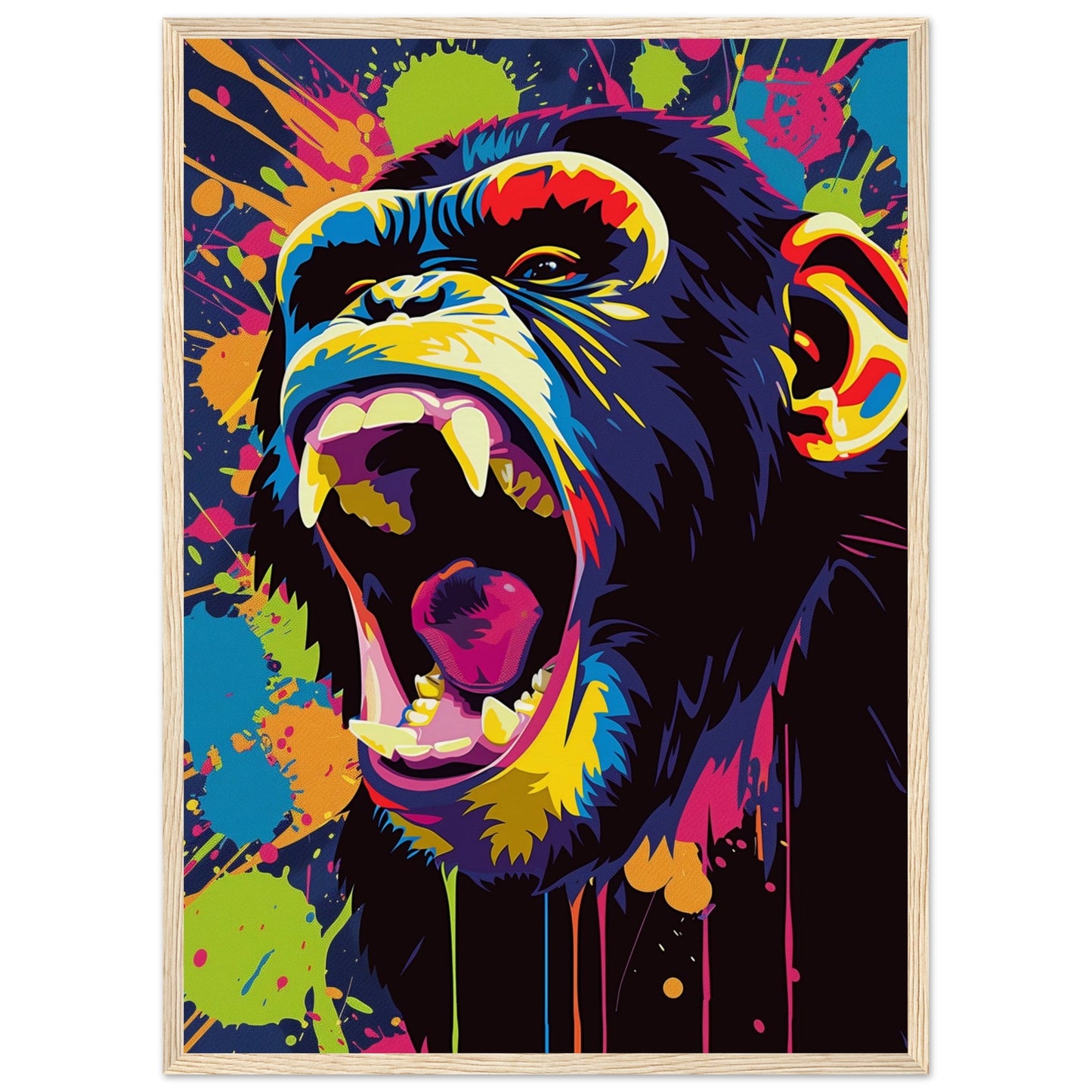 Poster Singe Pop Art ( 50x70-cm-Bois-clair)