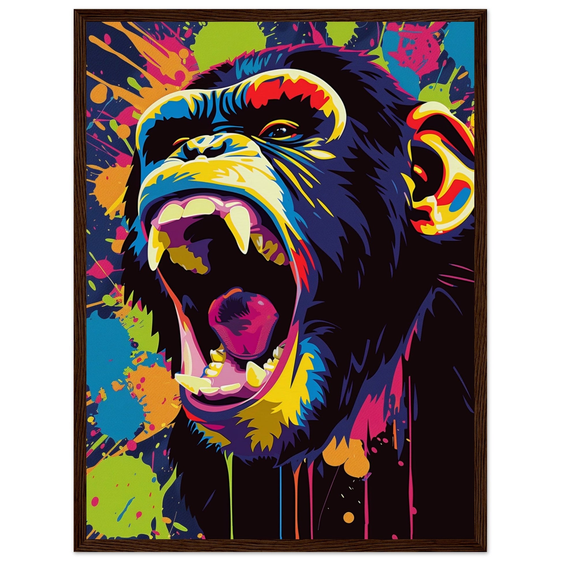 Poster Singe Pop Art ( 45x60-cm-Bois-foncé)