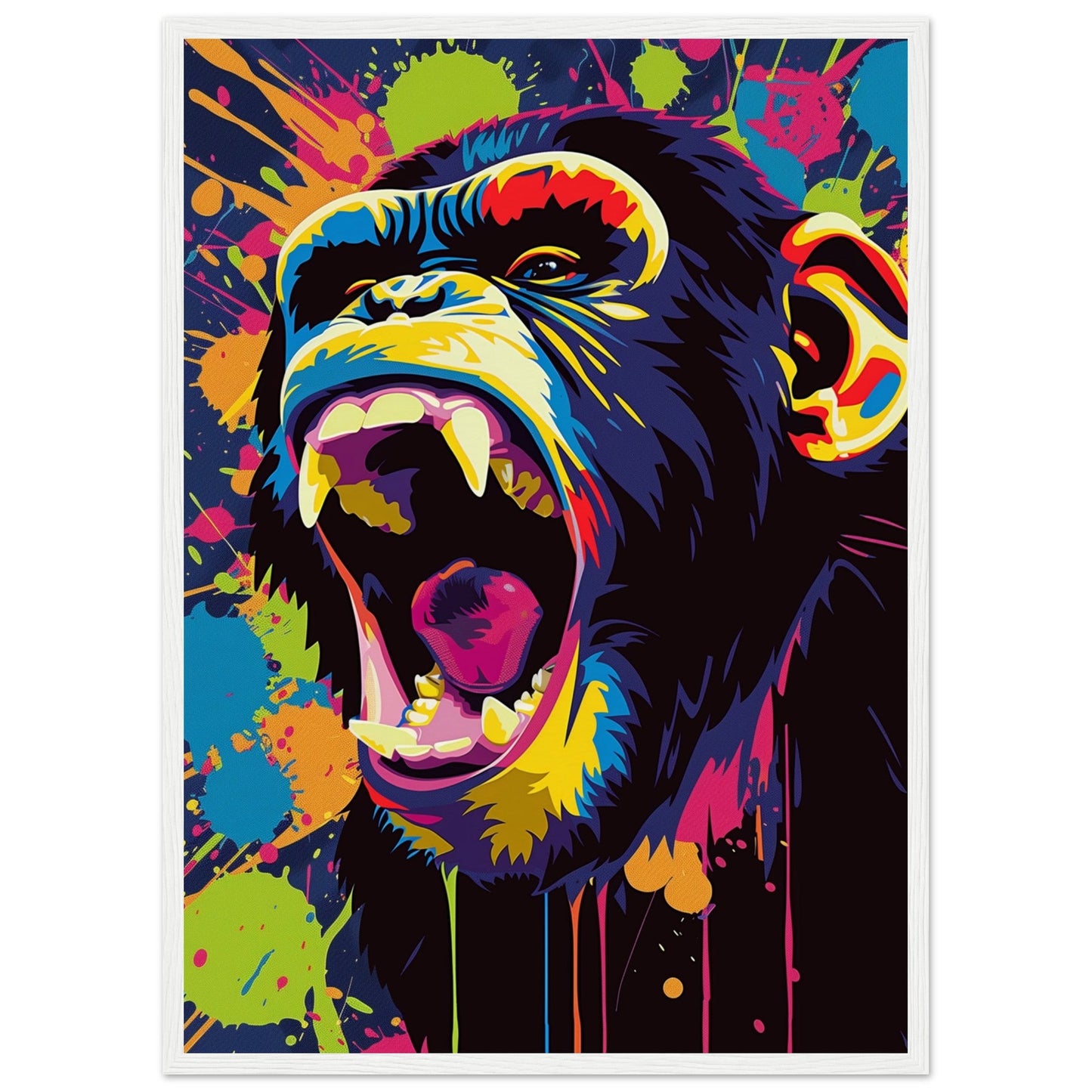 Poster Singe Pop Art ( 50x70-cm-Bois-blanc)