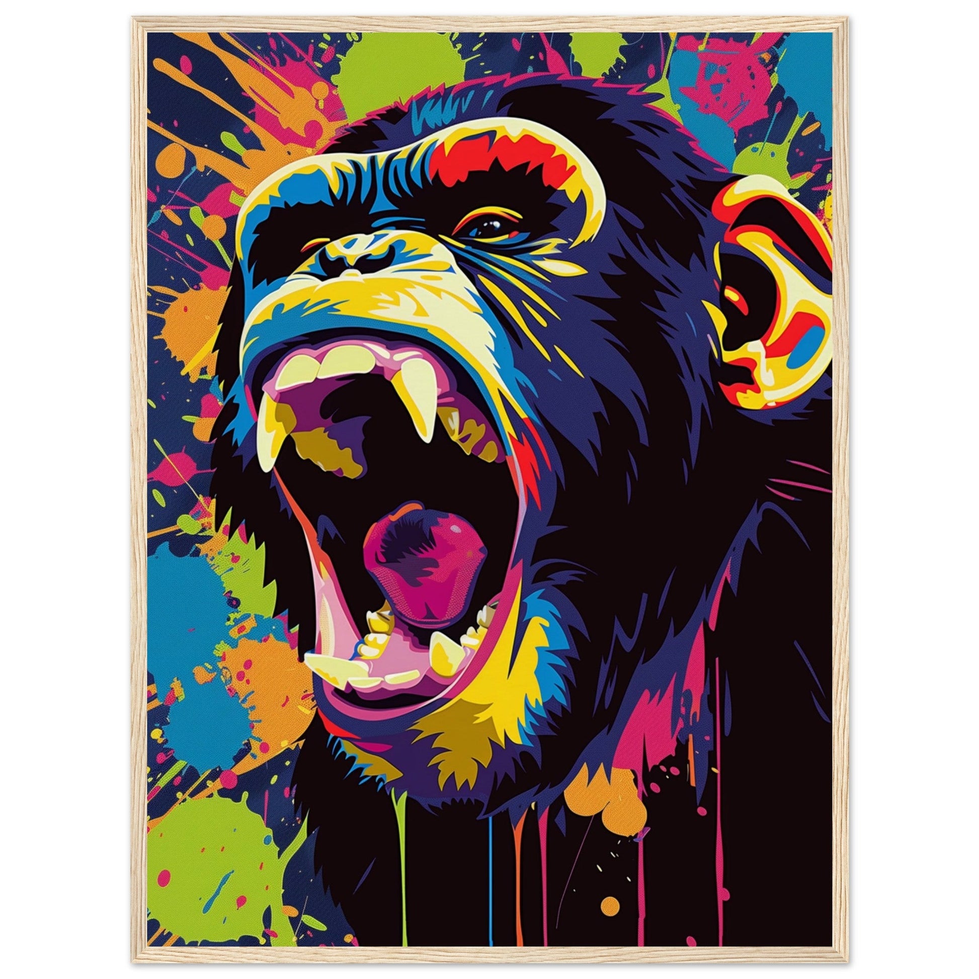 Poster Singe Pop Art ( 60x80-cm-Bois-clair)