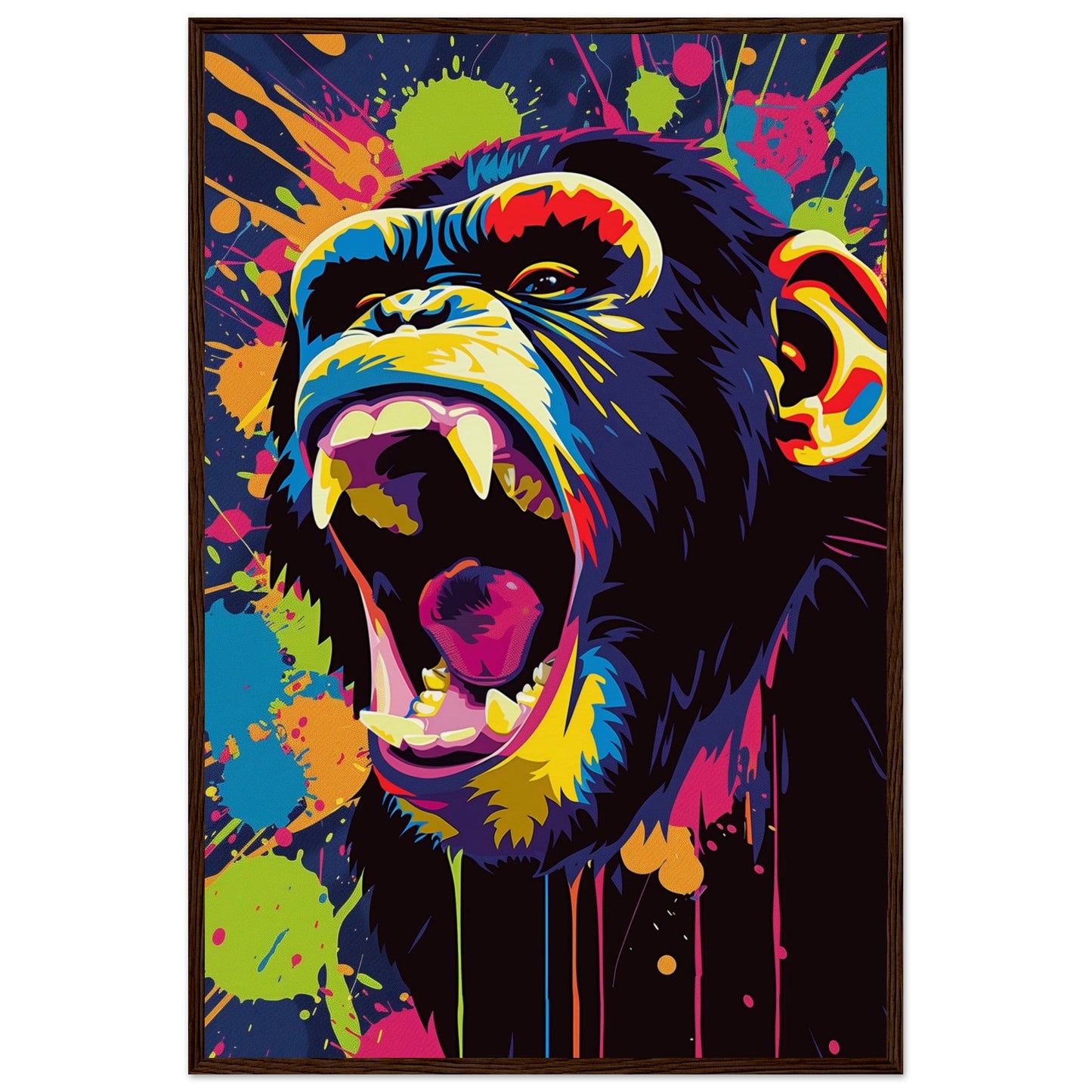 Poster Singe Pop Art ( 60x90-cm-Bois-foncé)