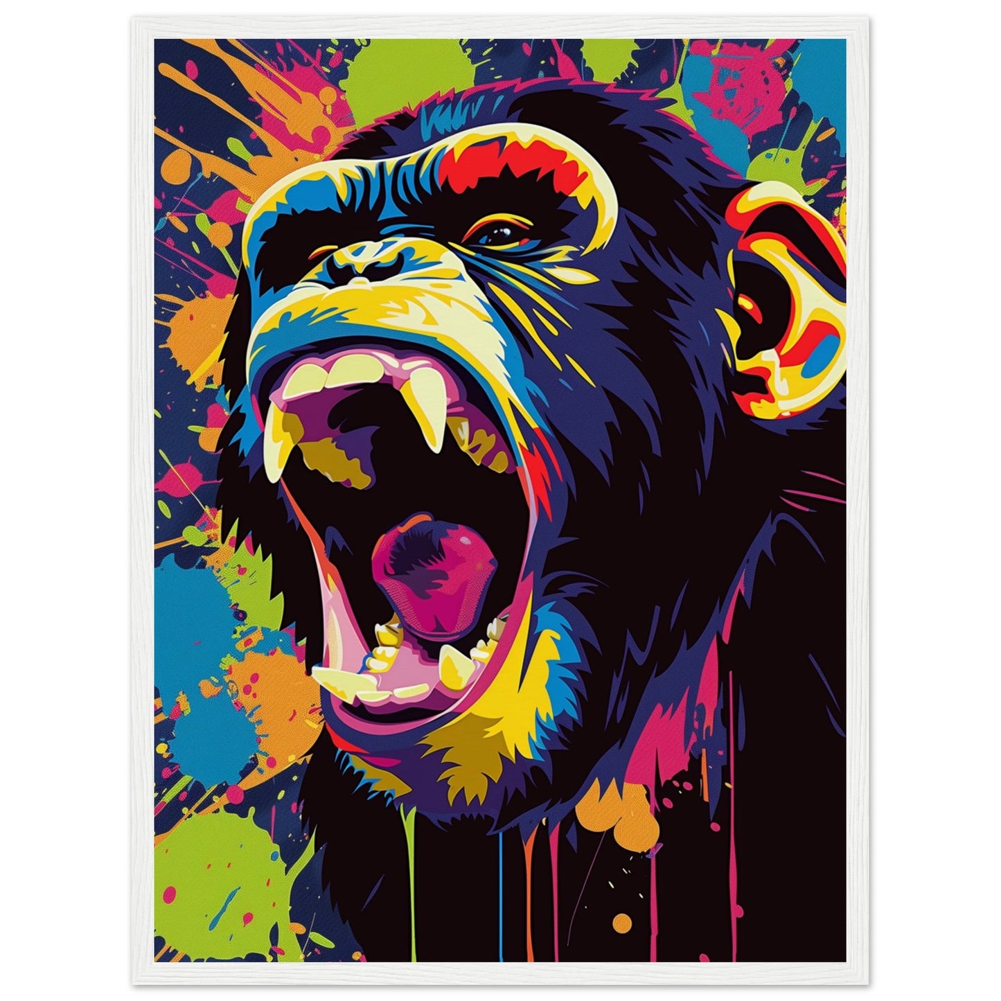 Poster Singe Pop Art ( 45x60-cm-Bois-blanc)