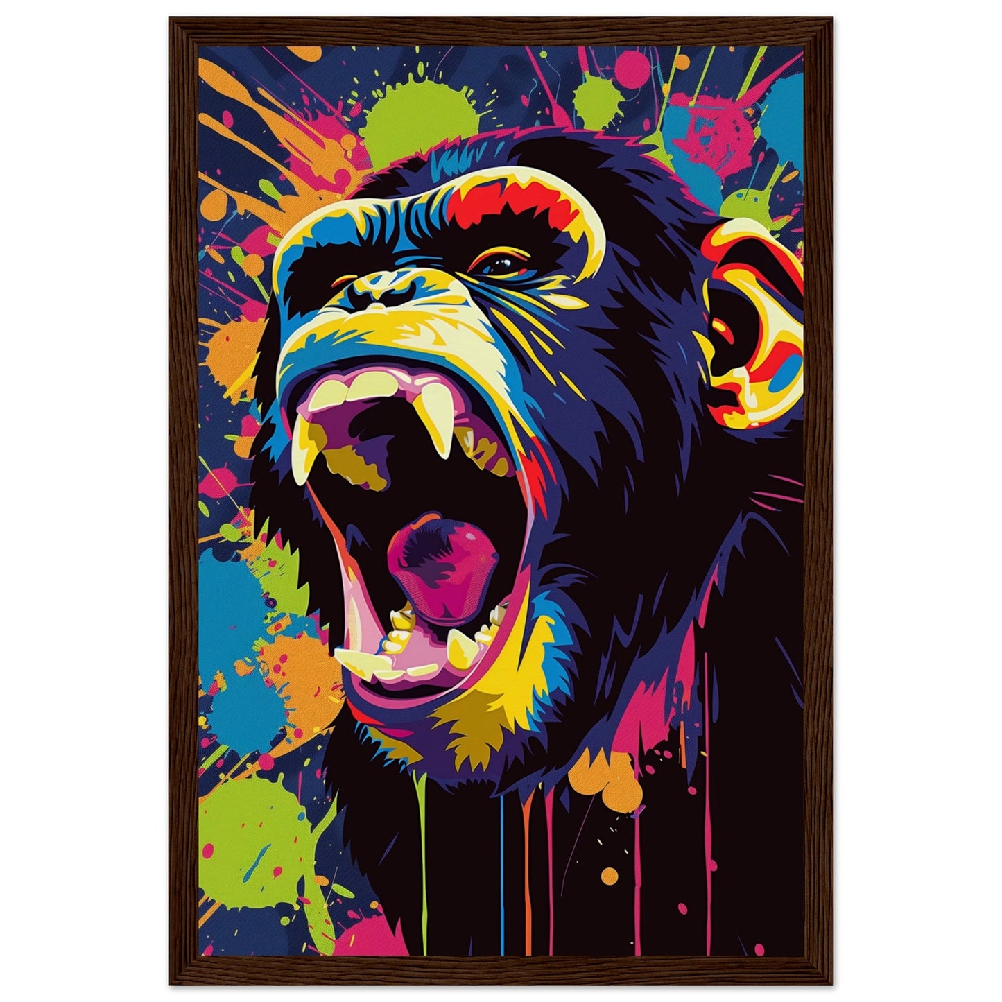 Poster Singe Pop Art ( 30x45-cm-Bois-foncé)