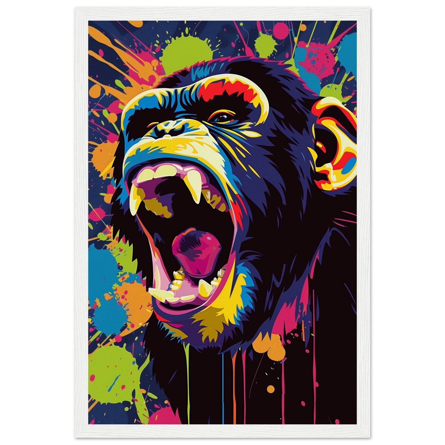 Poster Singe Pop Art ( 30x45-cm-Bois-blanc)