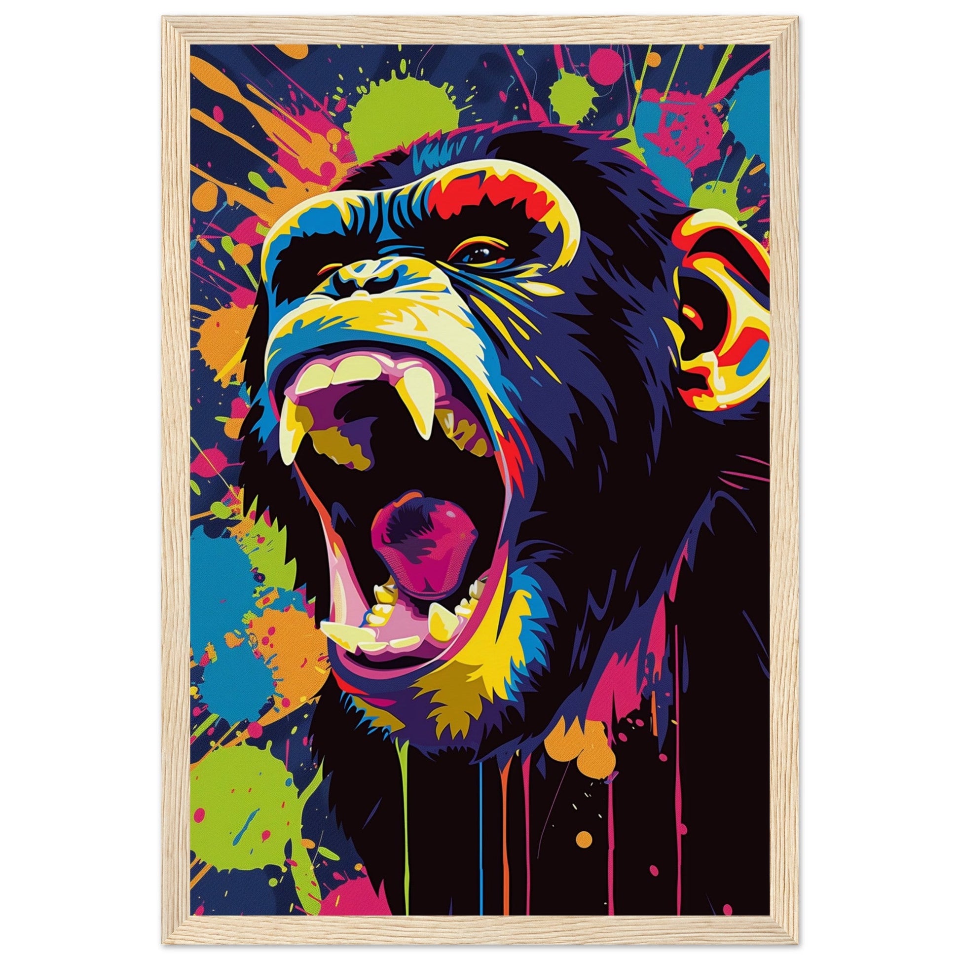 Poster Singe Pop Art ( 30x45-cm-Bois-clair)