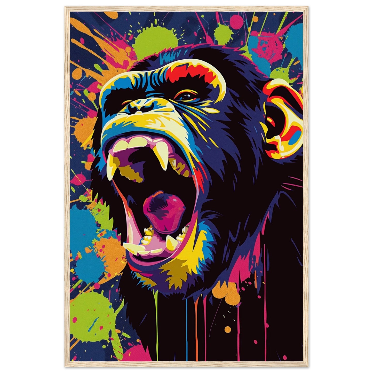 Poster Singe Pop Art ( 60x90-cm-Bois-clair)