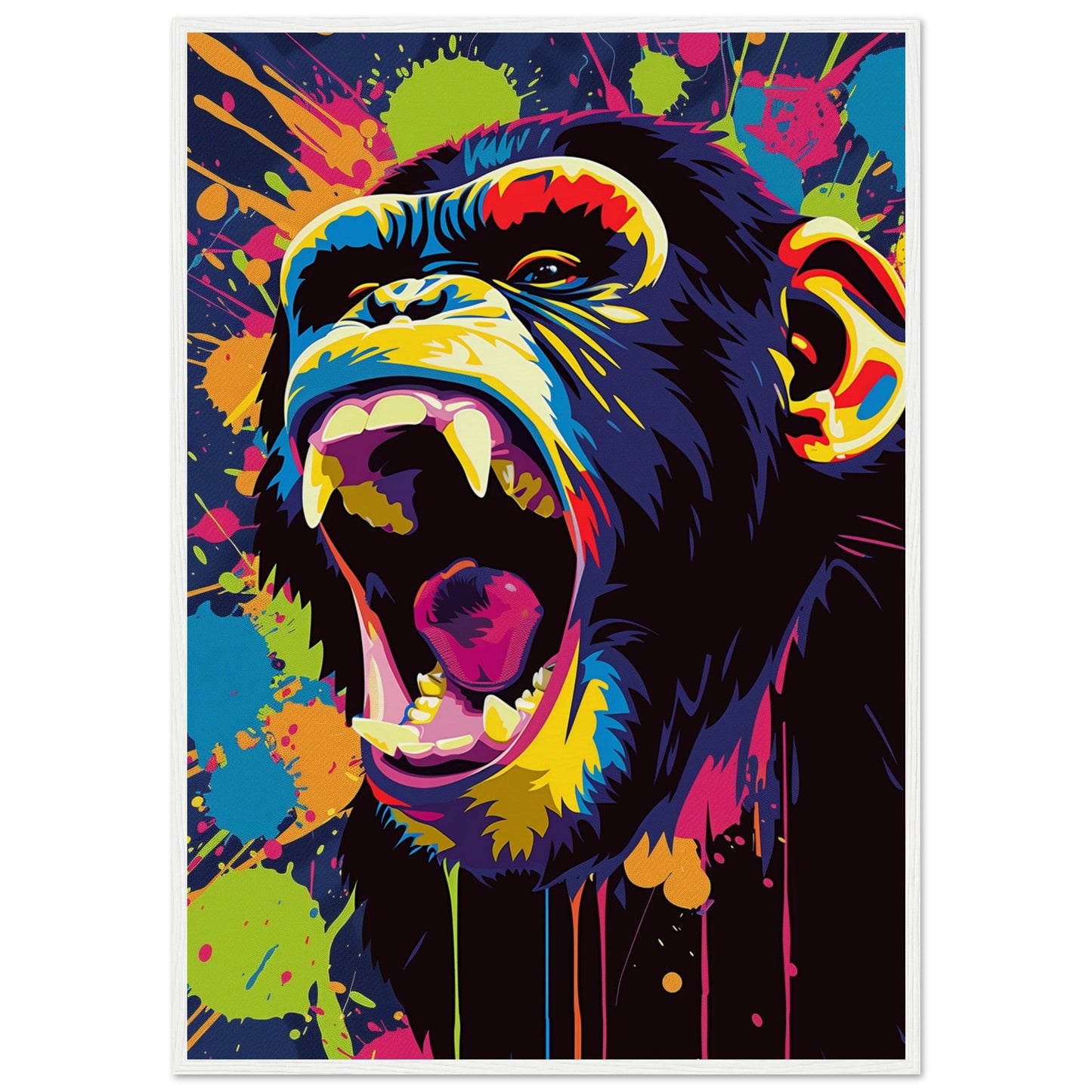 Poster Singe Pop Art ( 70x100-cm-Bois-blanc)