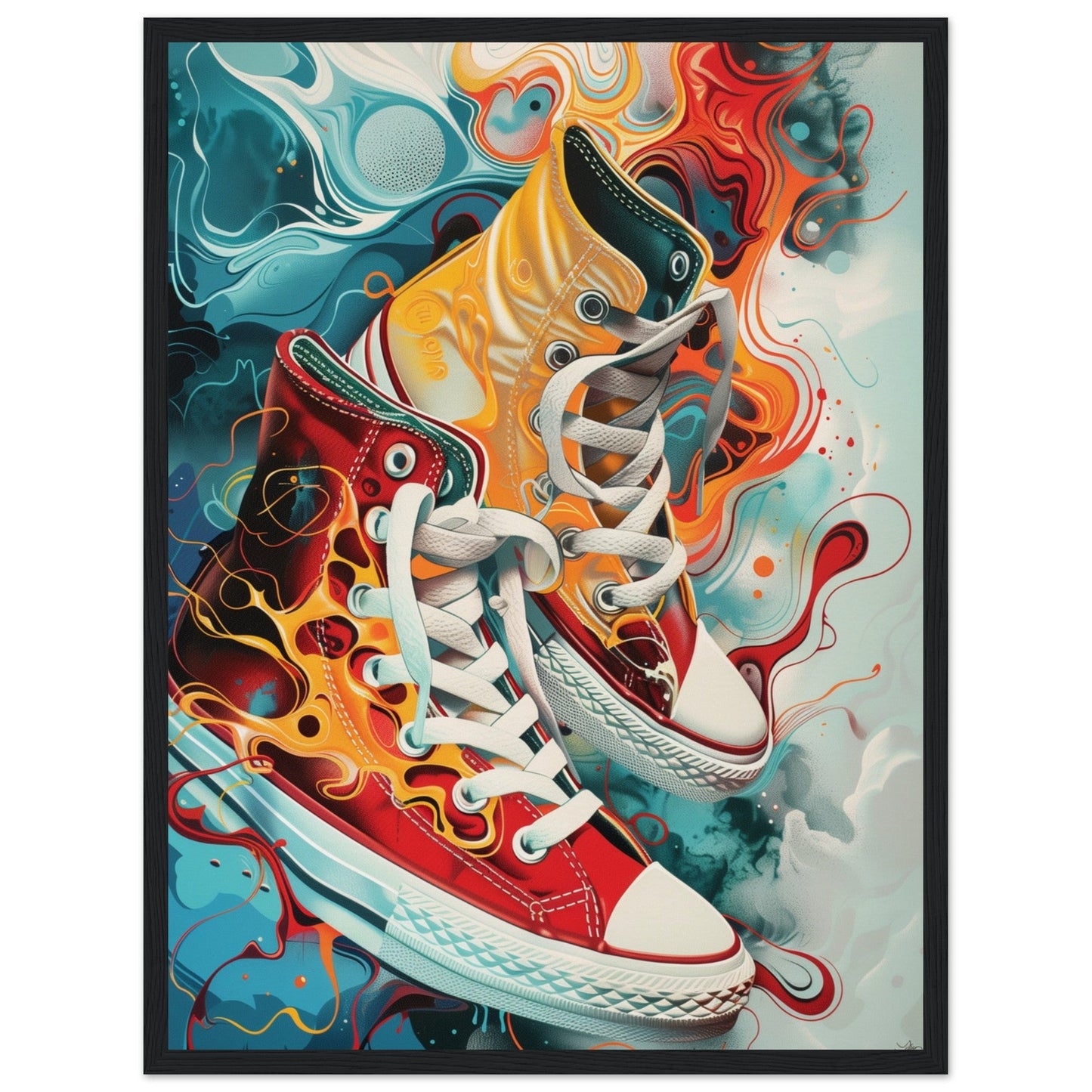 Poster Sneakers Original ( 45x60-cm-Bois-noir)