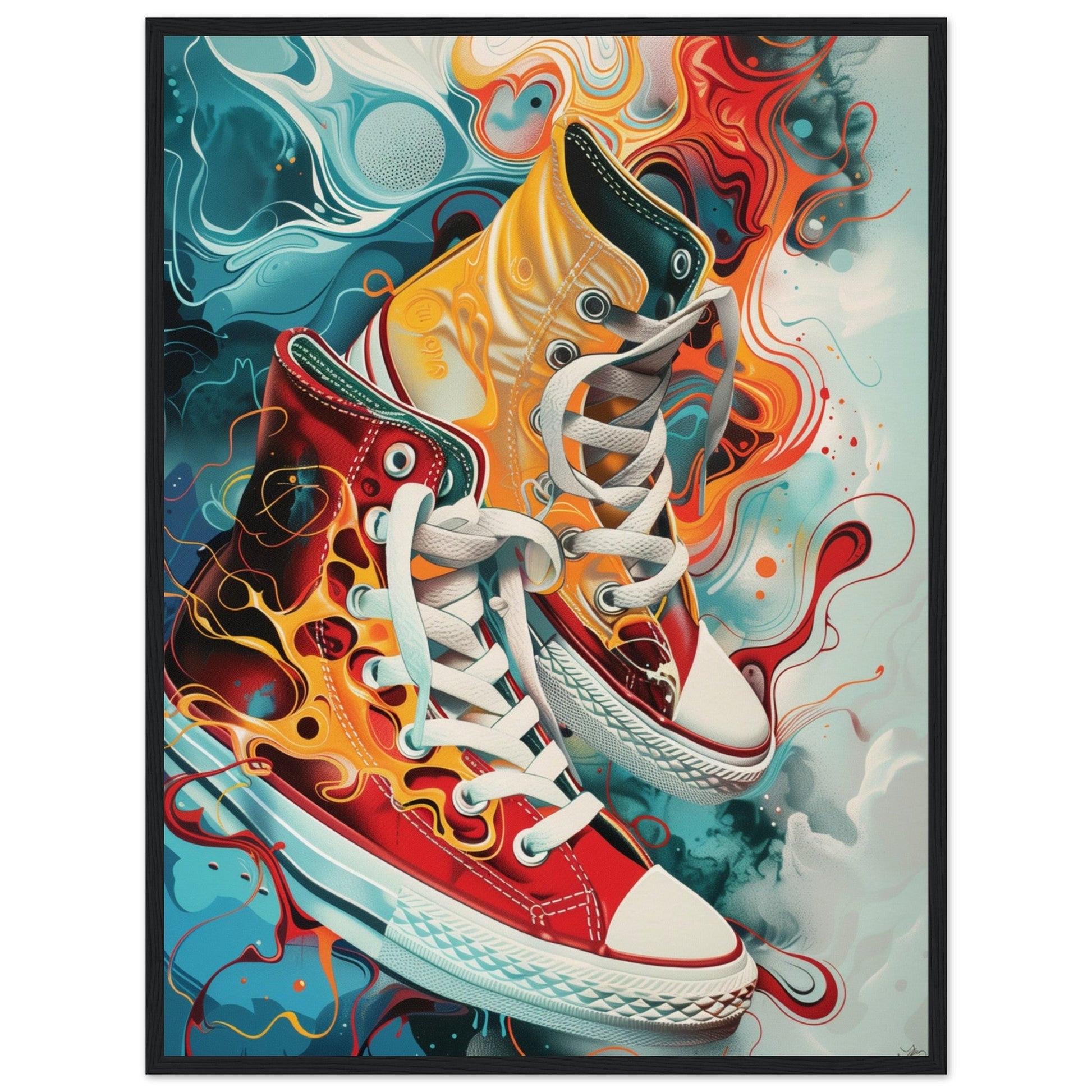 Poster Sneakers Original ( 60x80-cm-Bois-noir)