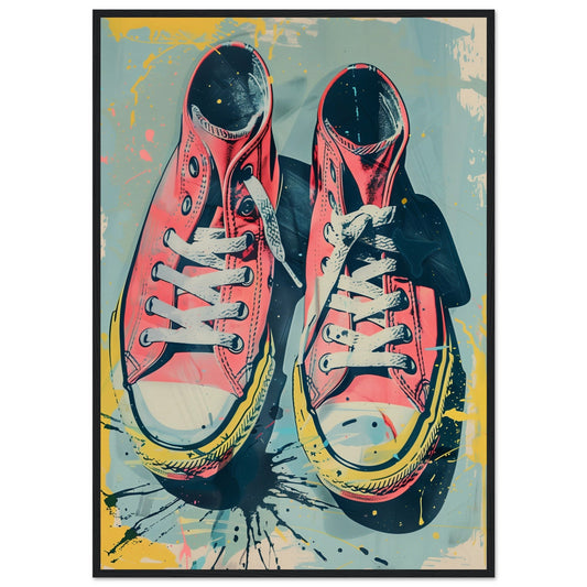 Poster Sneakers avec Cadre ( 70x100-cm-Bois-noir)