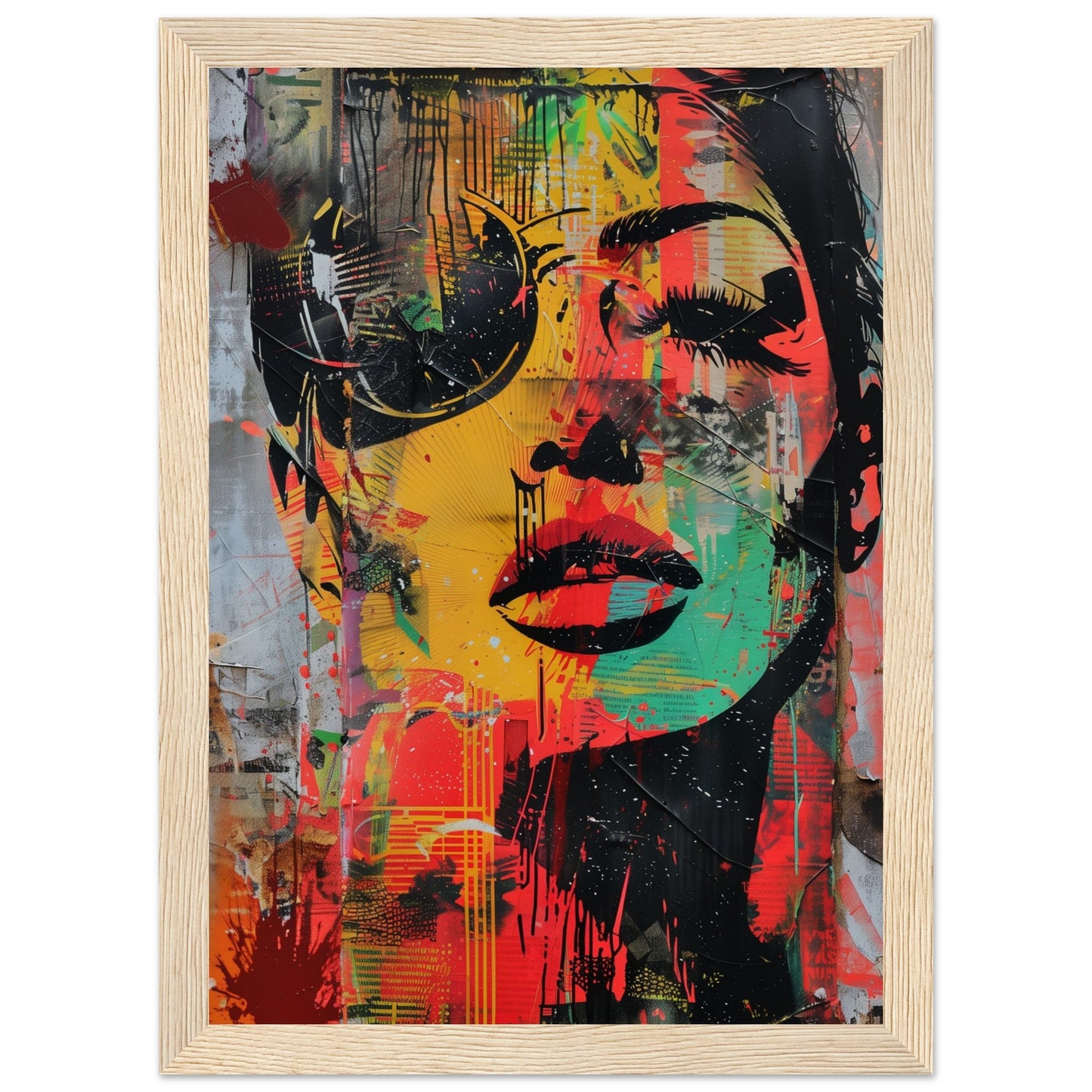 Poster Street Art Lisbonne ( 21x29.7-cm-Bois-clair)