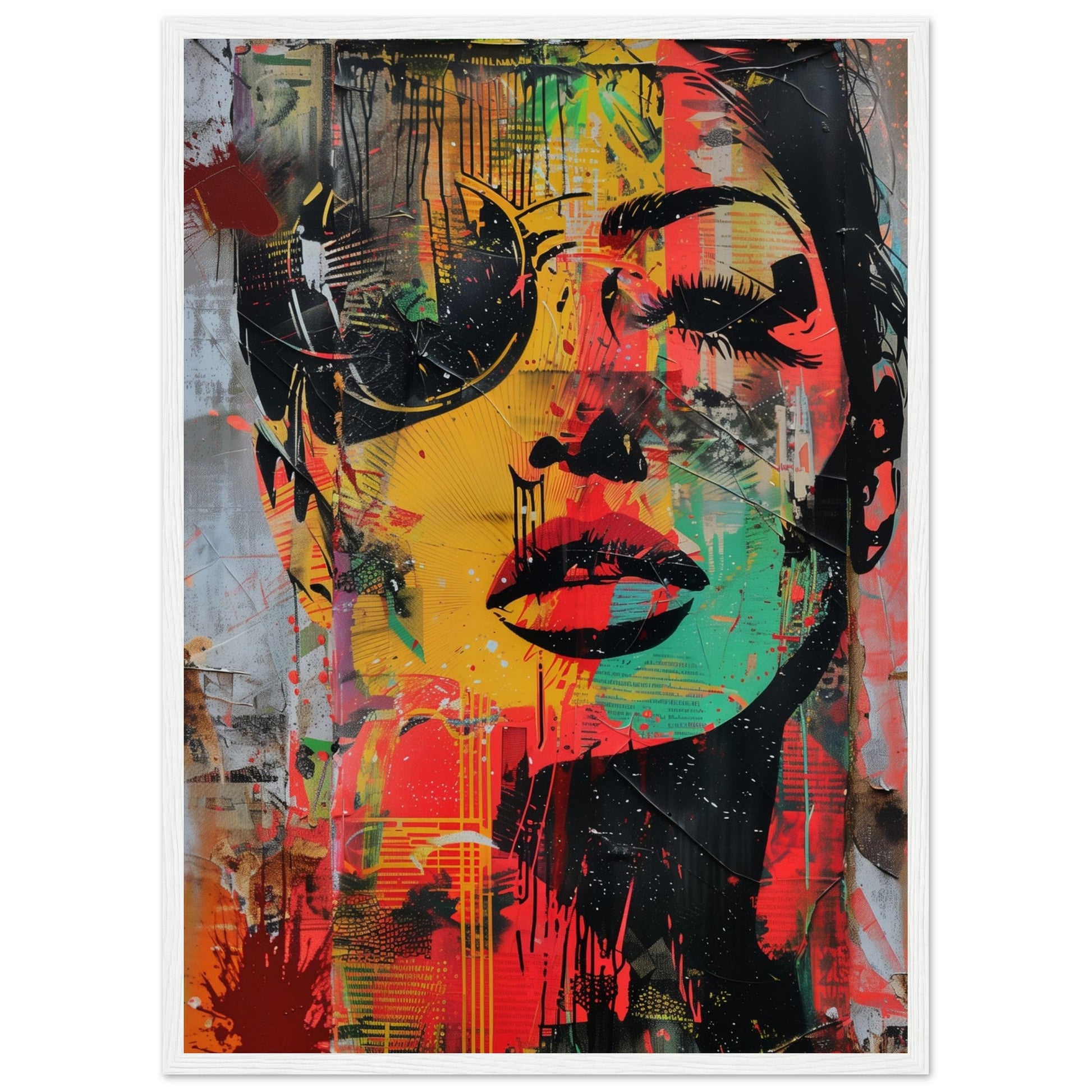 Poster Street Art Lisbonne ( 50x70-cm-Bois-blanc)