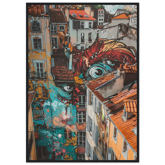 Poster Street Art Lyon ( 70x100-cm-Bois-noir)