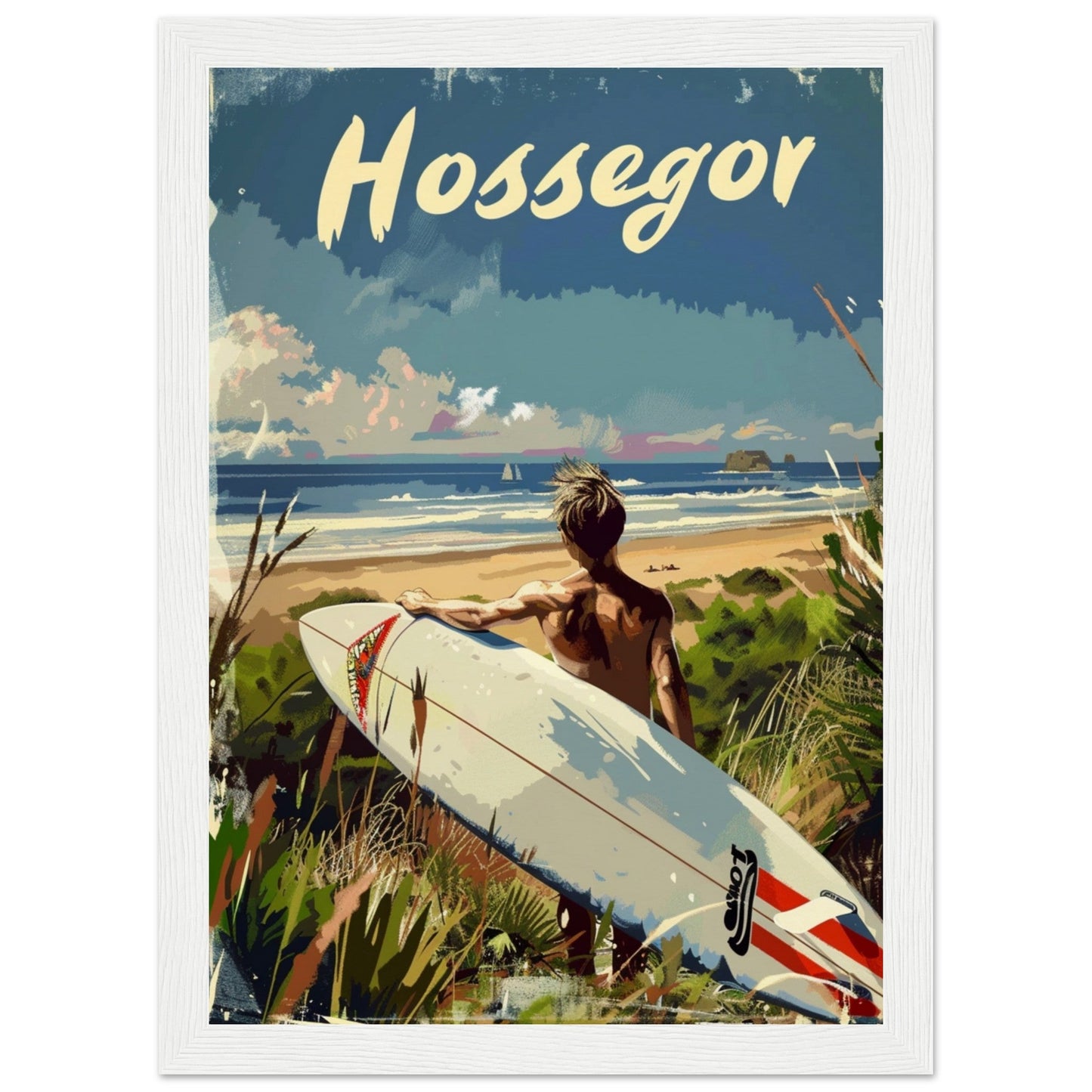 Poster Surf Hossegor ( 21x29.7-cm-Bois-blanc)