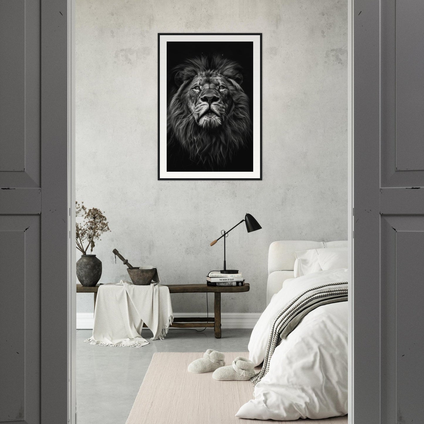 Poster Tête de Lion Noir et Blanc ( )