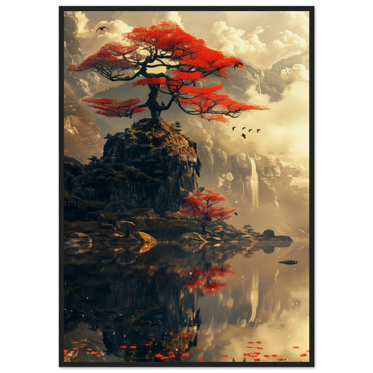 Poster Tête de Lit Zen ( 70x100-cm-Bois-noir)