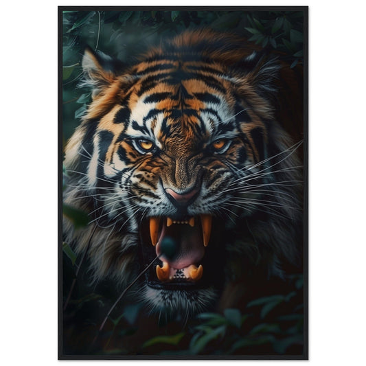 Poster Tigre Bengale ( 70x100-cm-Bois-noir)