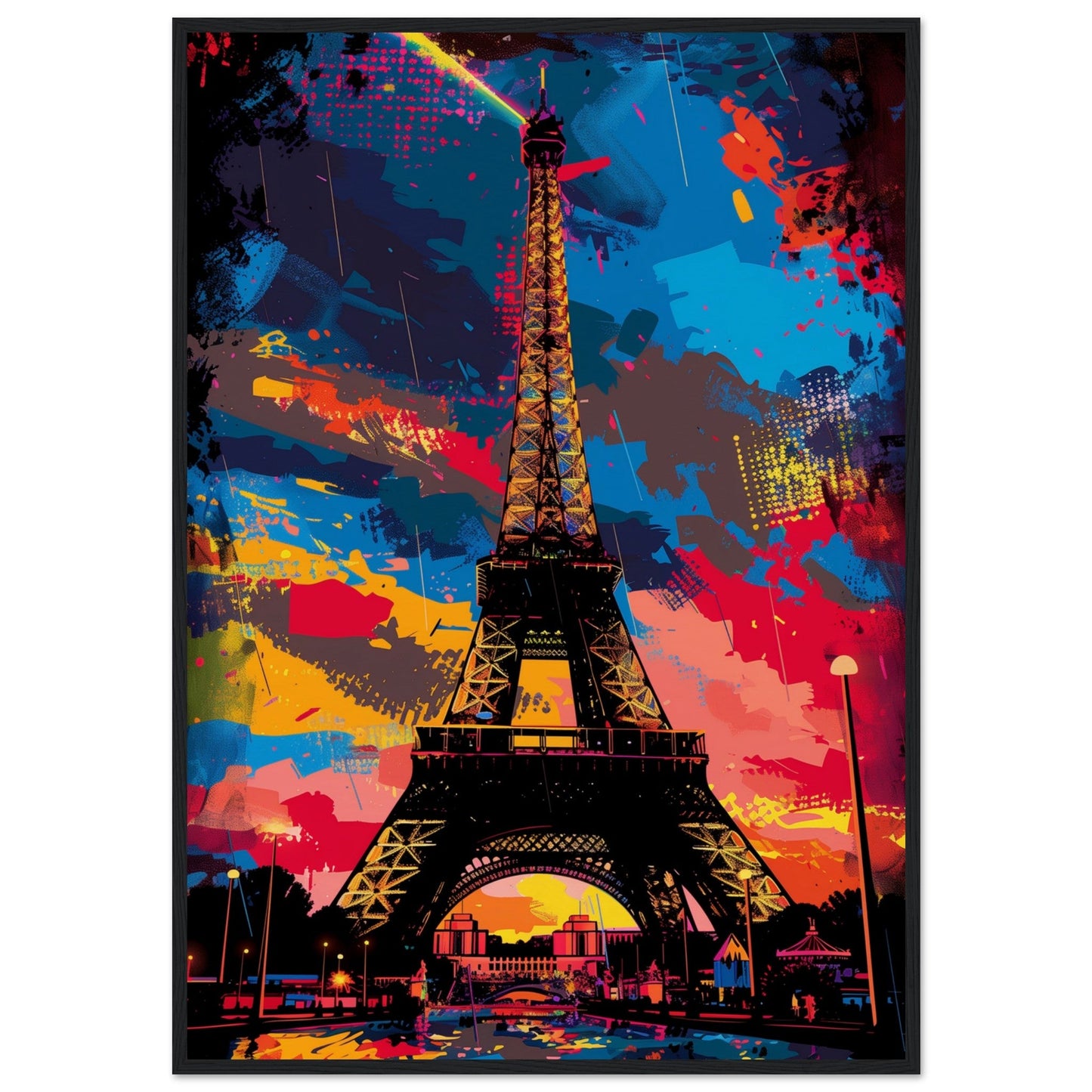 Poster Tour Eiffel ( 70x100-cm-Bois-noir)