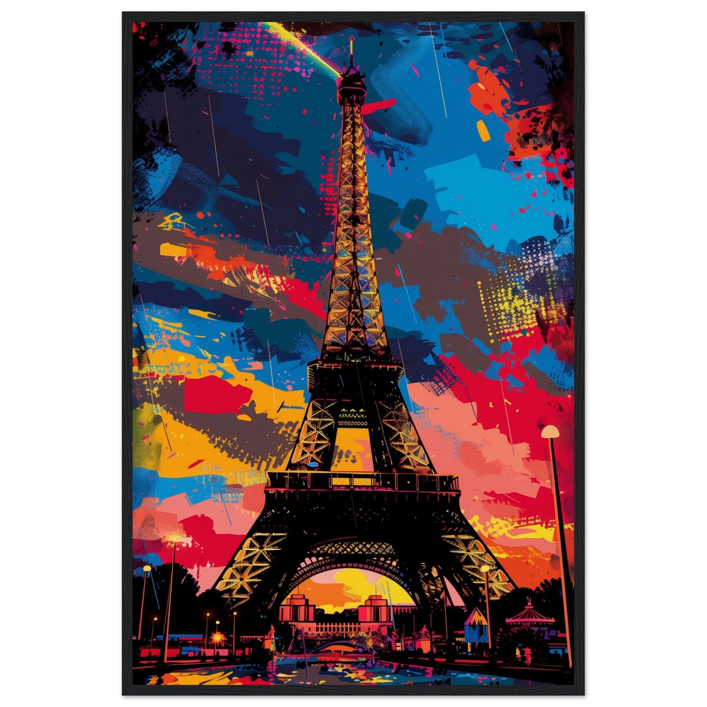 Poster Tour Eiffel ( 60x90-cm-Bois-noir)