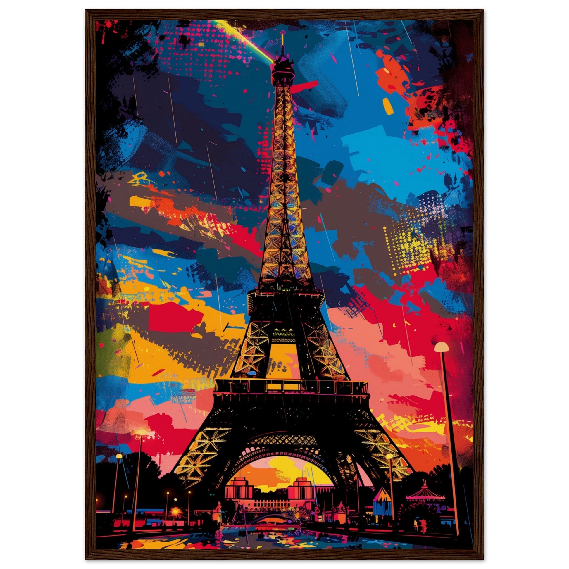 Poster Tour Eiffel ( 50x70-cm-Bois-foncé)