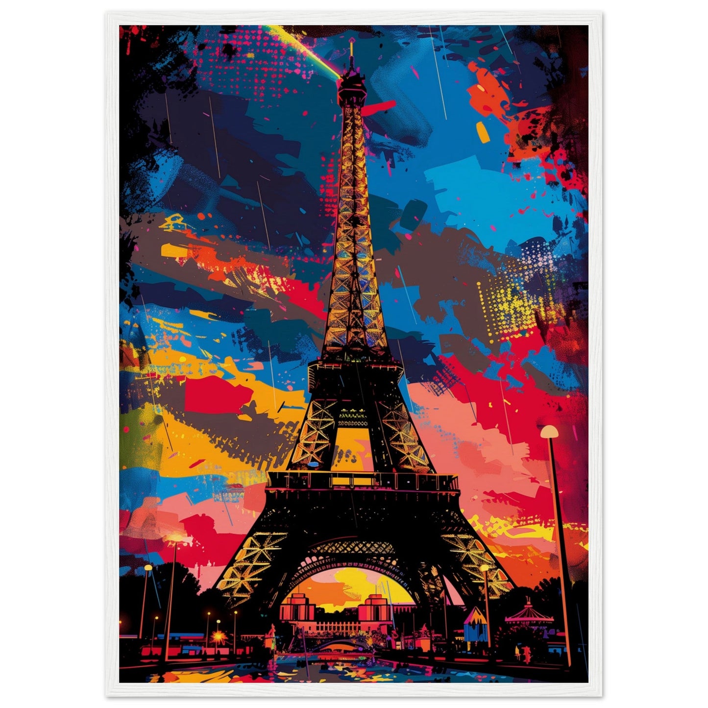 Poster Tour Eiffel ( 50x70-cm-Bois-blanc)