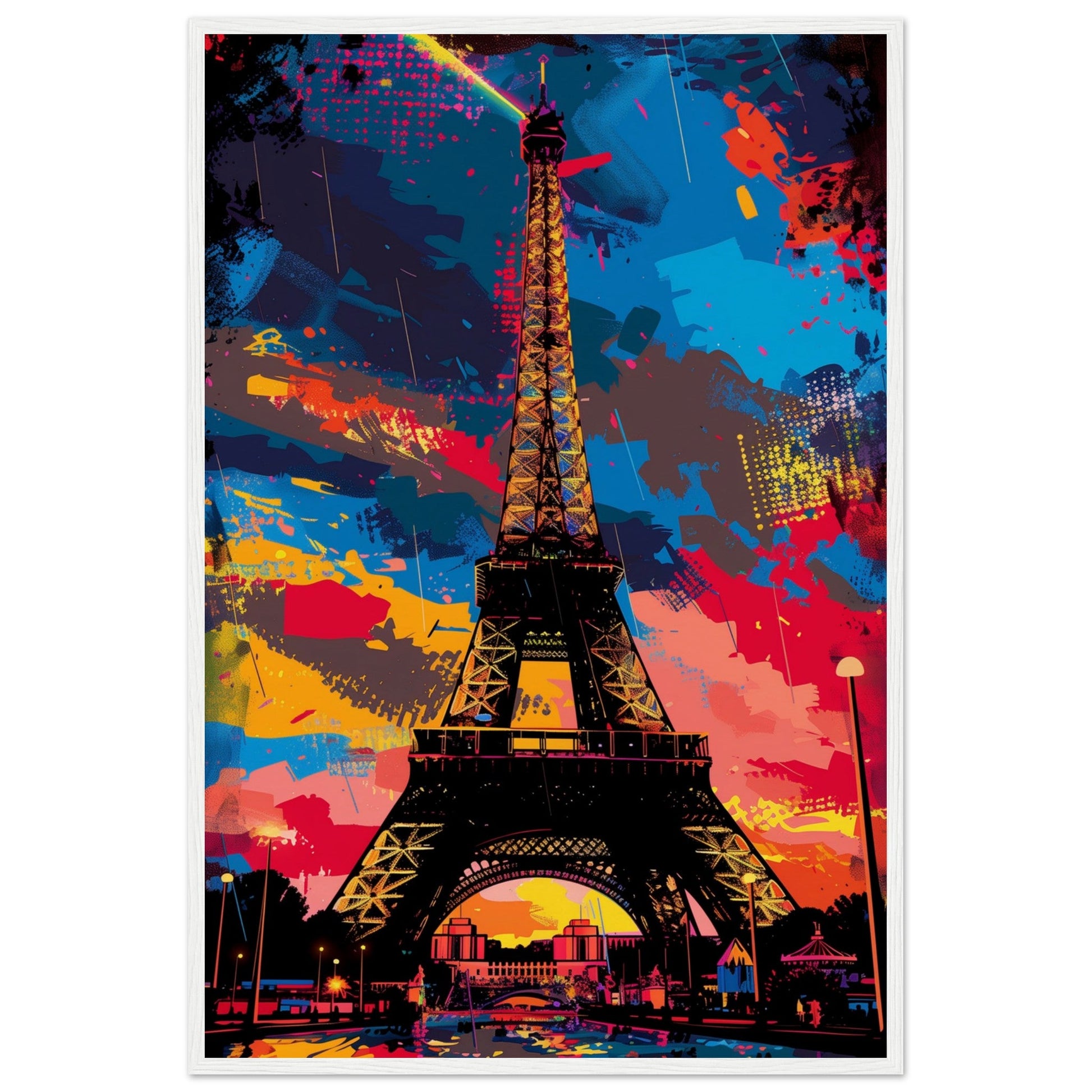 Poster Tour Eiffel ( 60x90-cm-Bois-blanc)