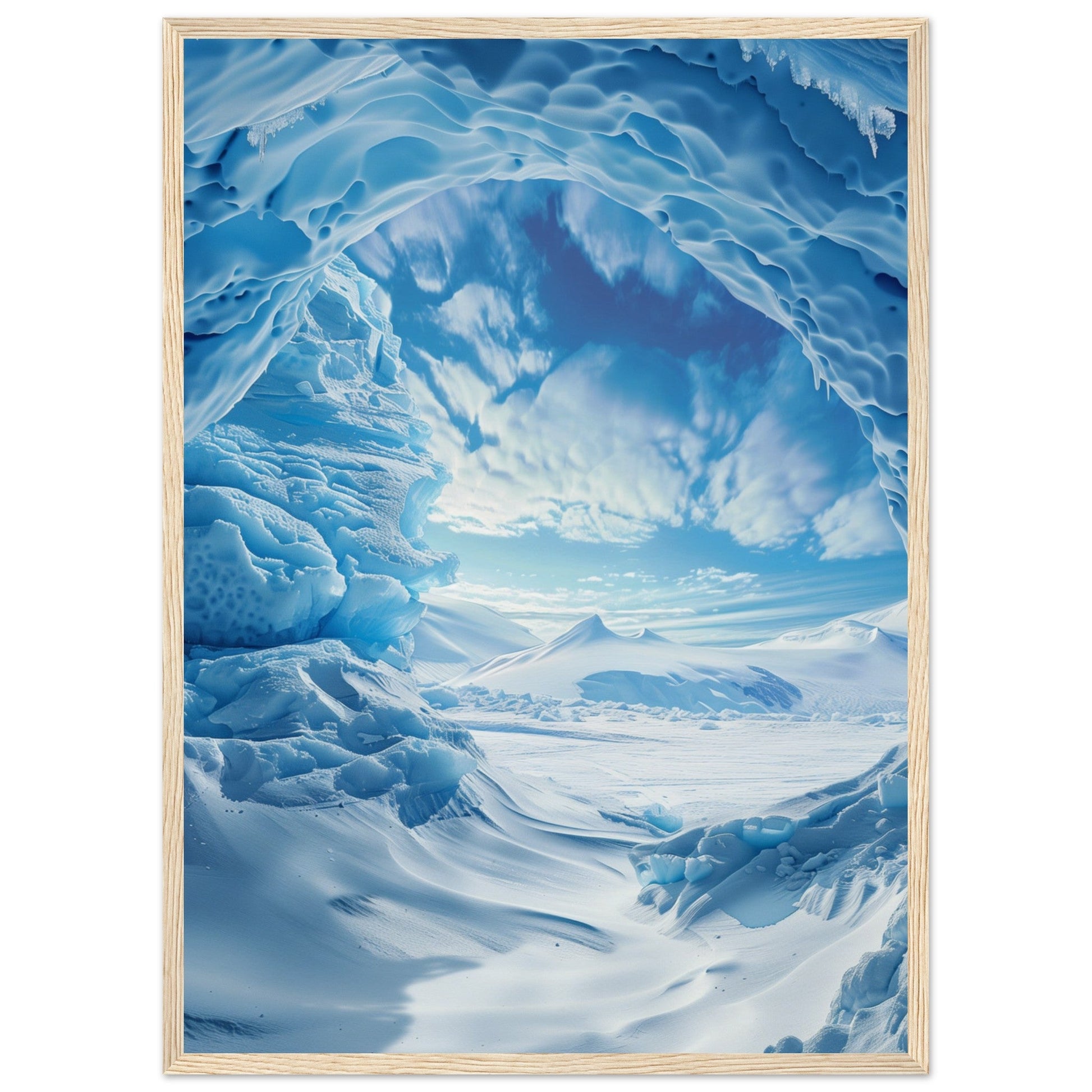 Poster Trompe l'Oeil Paysage Arctique ( 50x70-cm-Bois-clair)