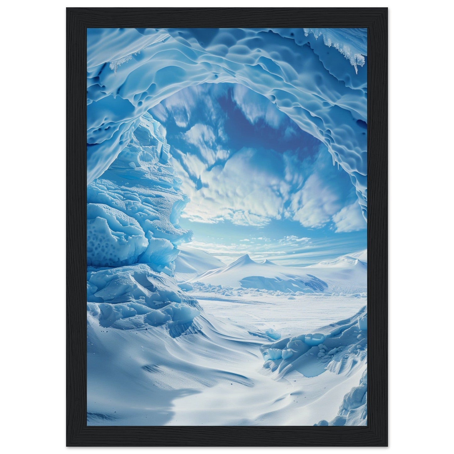 Poster Trompe l'Oeil Paysage Arctique ( 21x29.7-cm-Bois-noir)