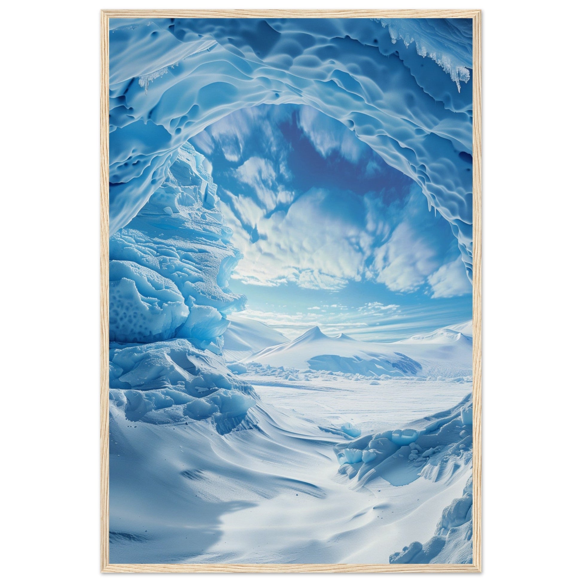 Poster Trompe l'Oeil Paysage Arctique ( 60x90-cm-Bois-clair)